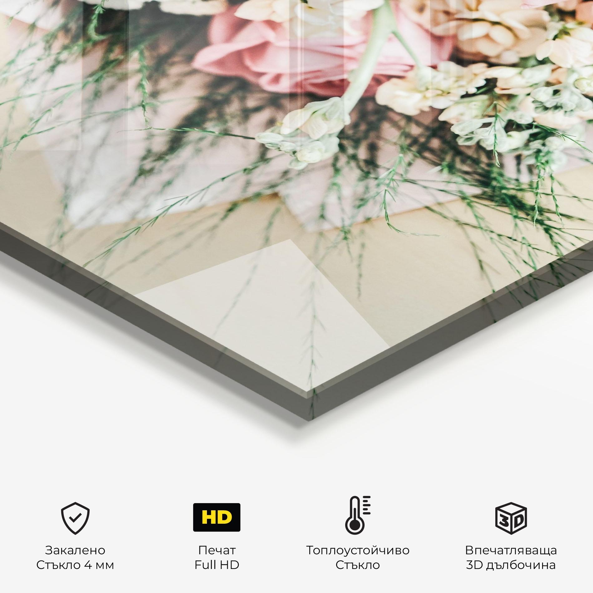 Стъклен панел за кухня Baby Pink Bouquet mockup 2