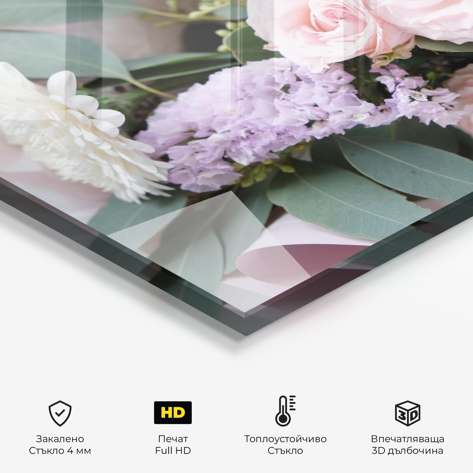 Стъклен панел за кухня Beautiful Pink Roses mockup 2