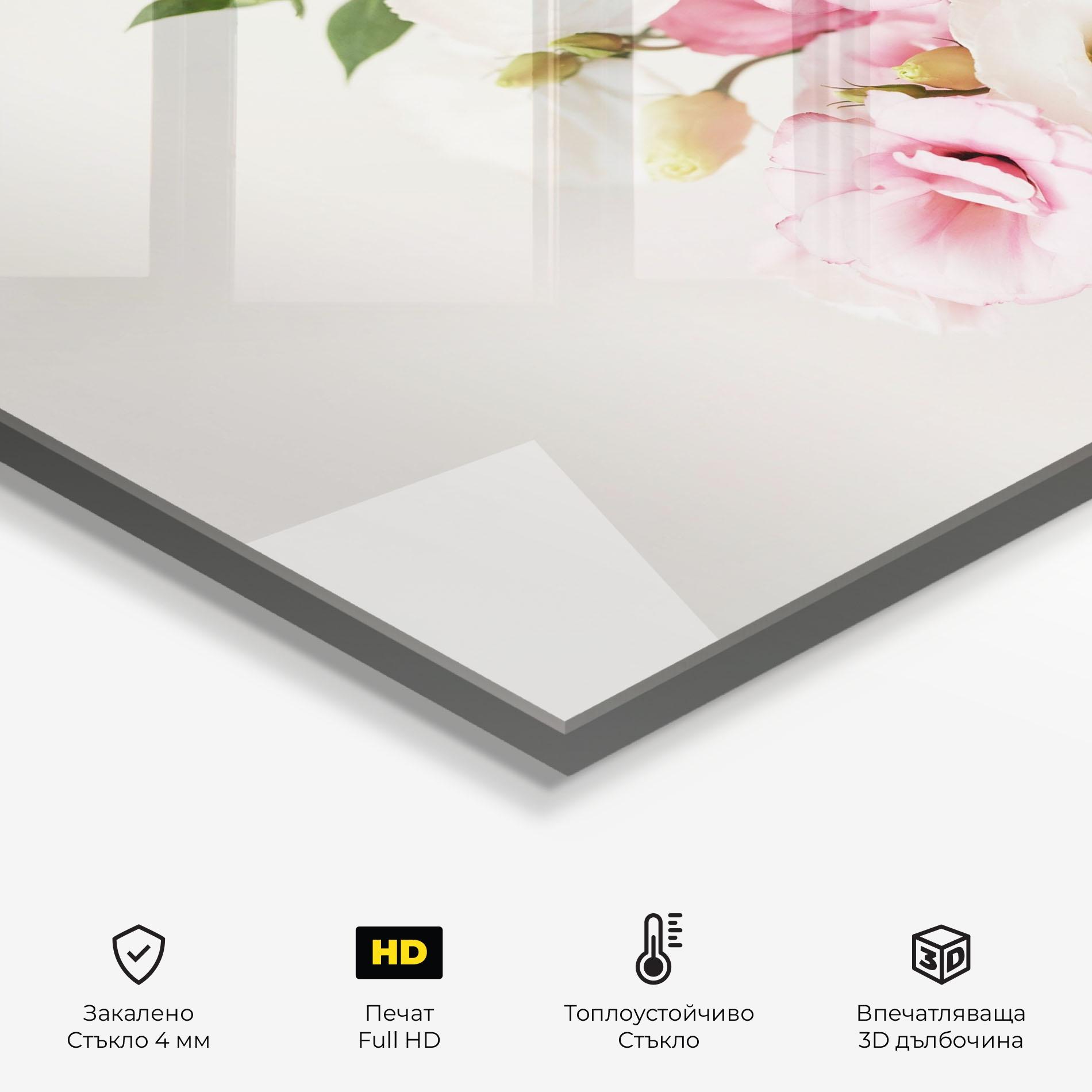 Стъклен панел за кухня Cute Pink Flowers mockup 2