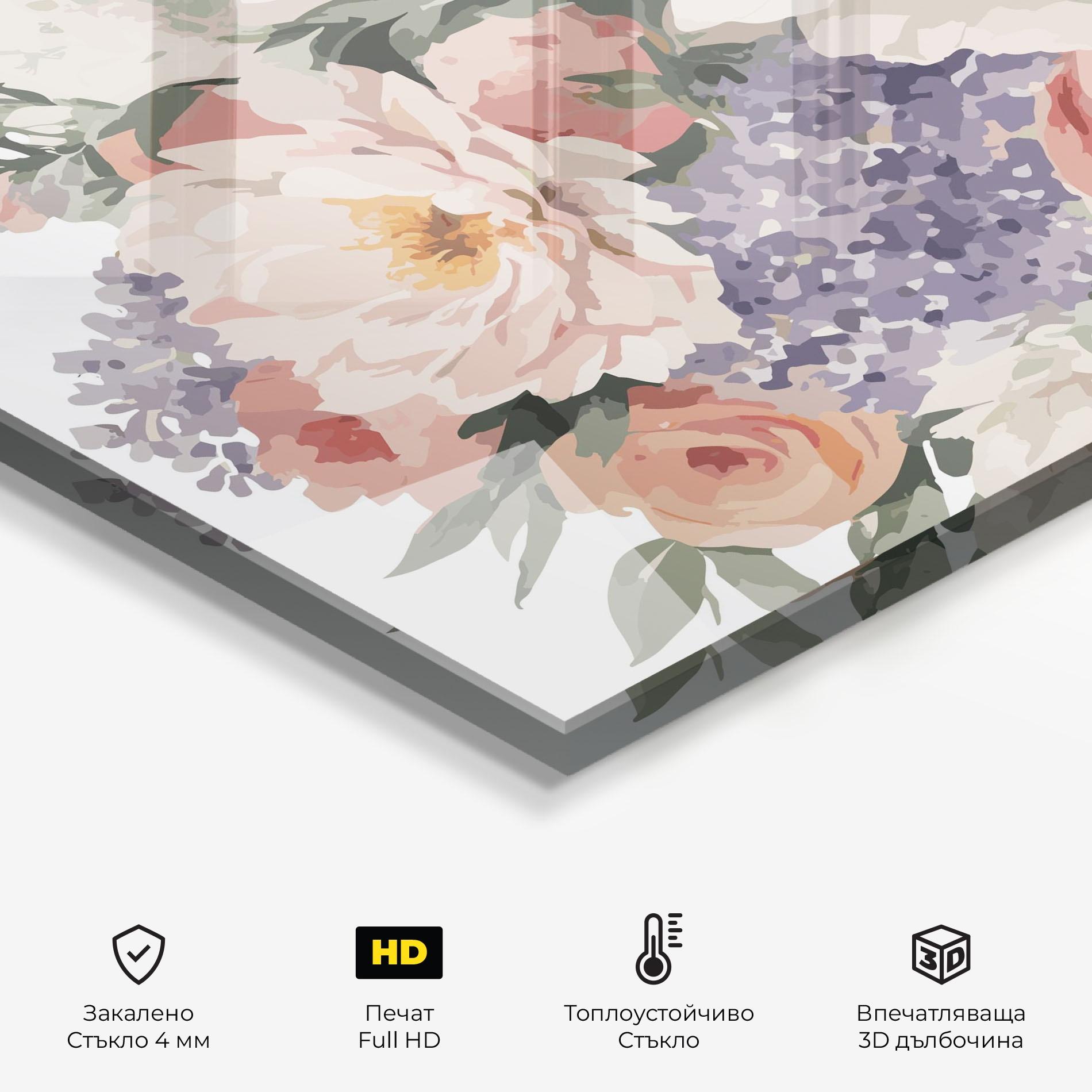 Стъклен панел за кухня Pretty Watercolor Bouquet mockup 2