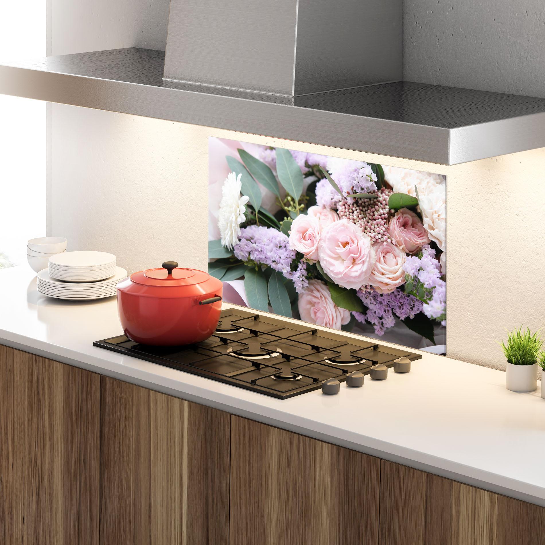 Стъклен панел за кухня Beautiful Pink Roses mockup 4