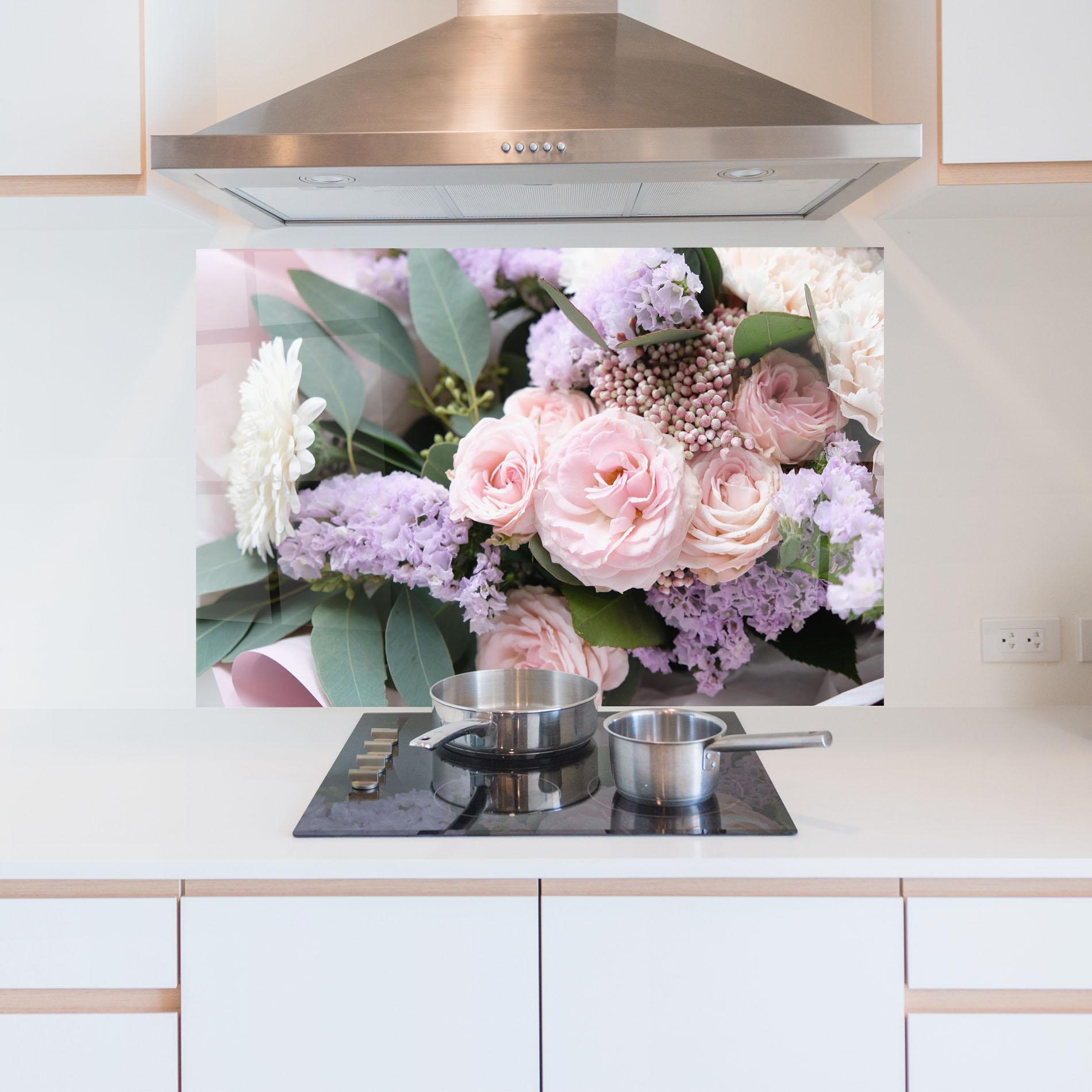 Стъклен панел за кухня Beautiful Pink Roses mockup 5