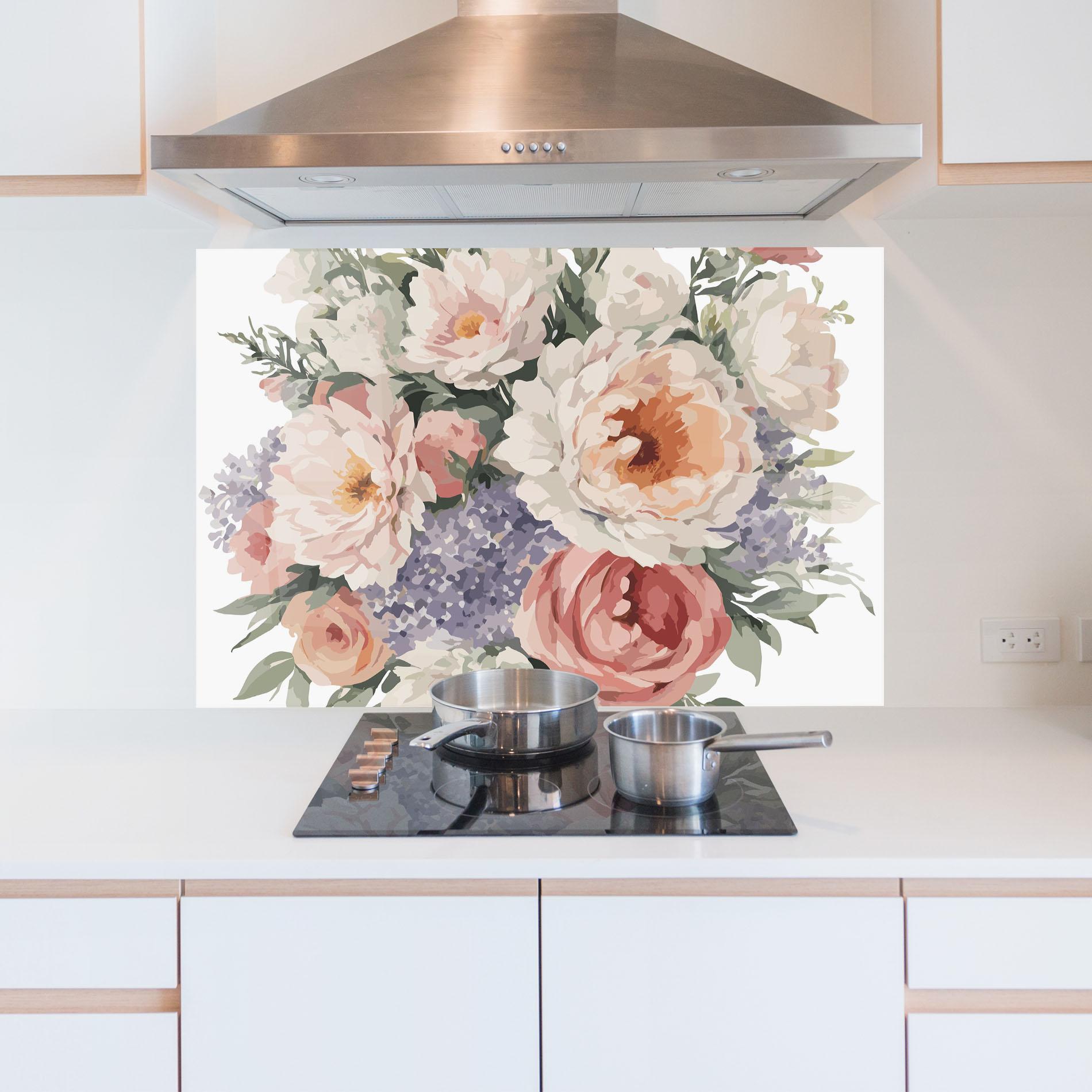 Стъклен панел за кухня Pretty Watercolor Bouquet mockup 5