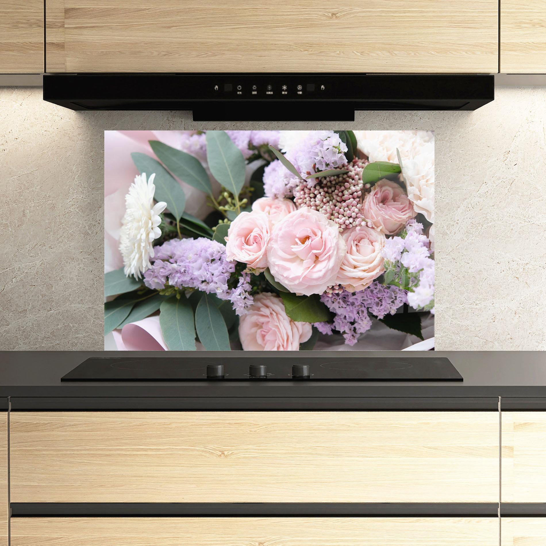 Стъклен панел за кухня Beautiful Pink Roses mockup 3