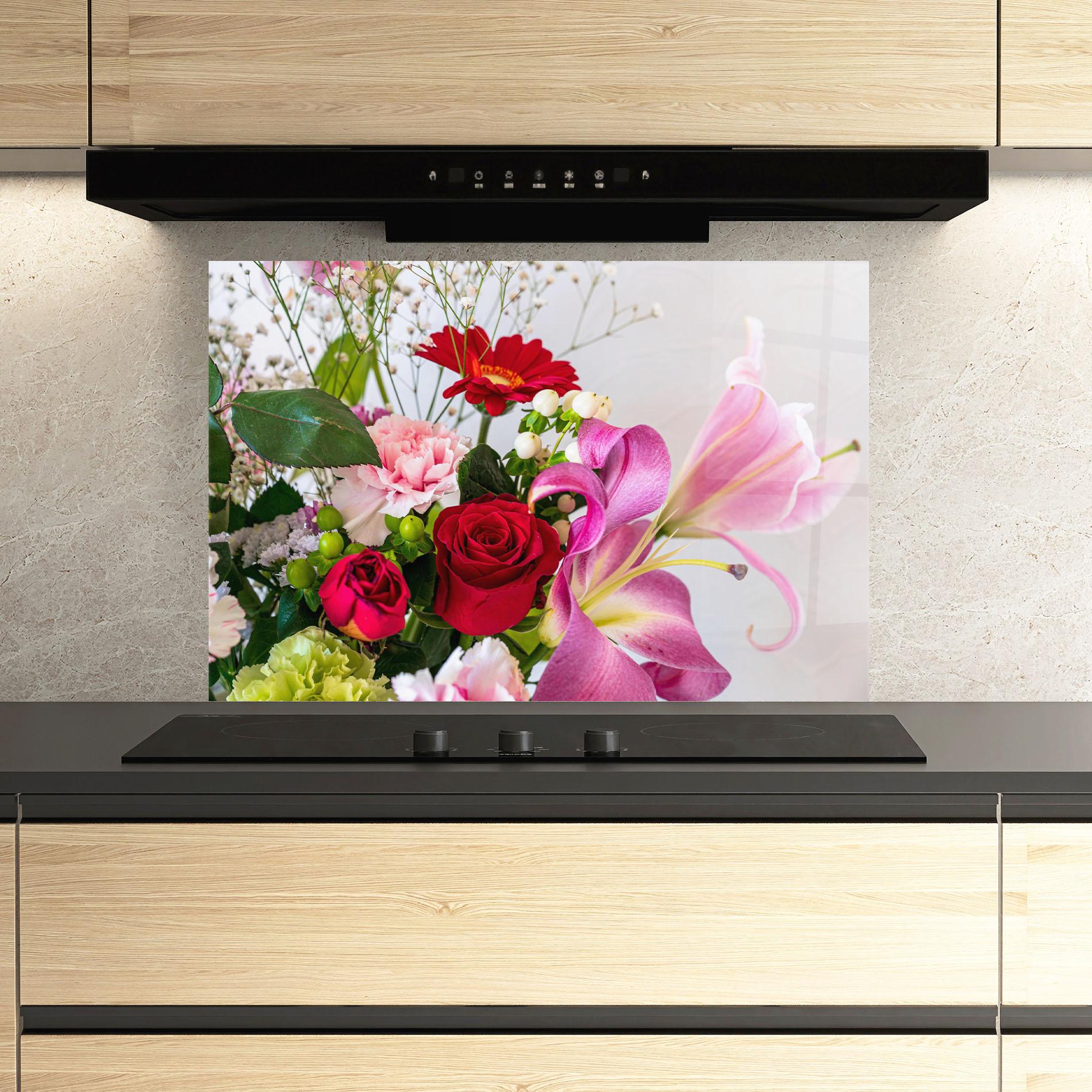 Стъклен панел за кухня Bouquet mockup 3