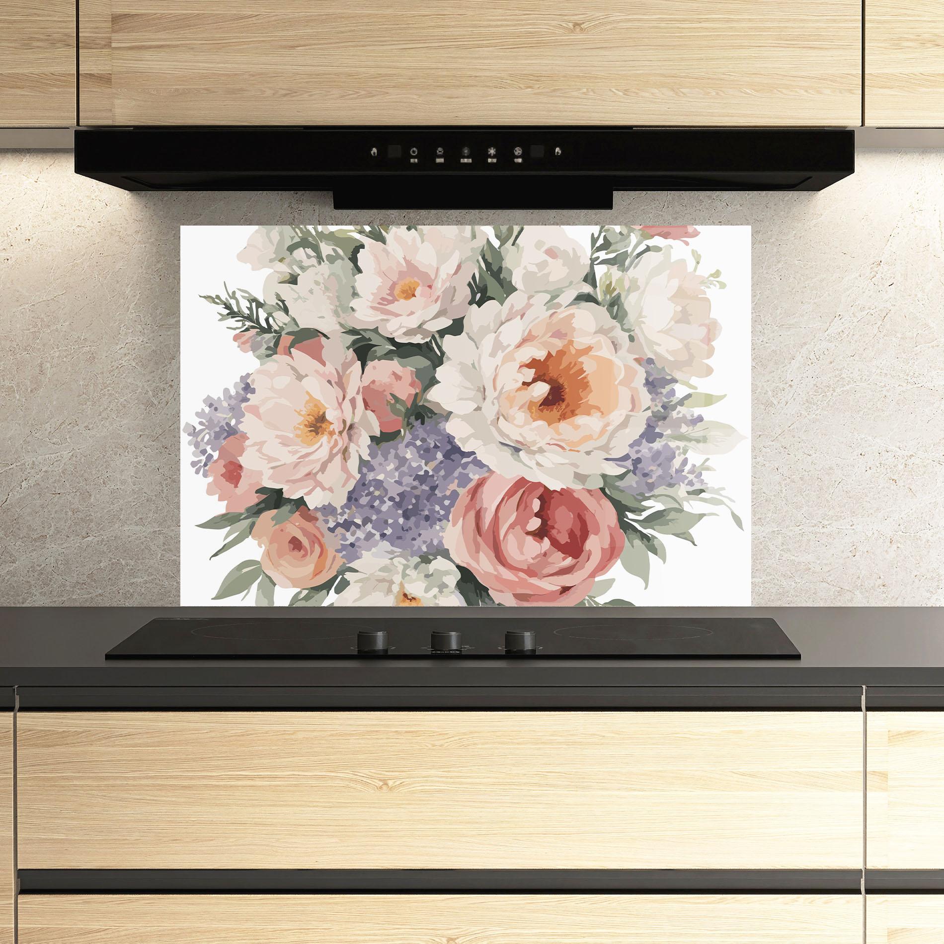 Стъклен панел за кухня Pretty Watercolor Bouquet mockup 3