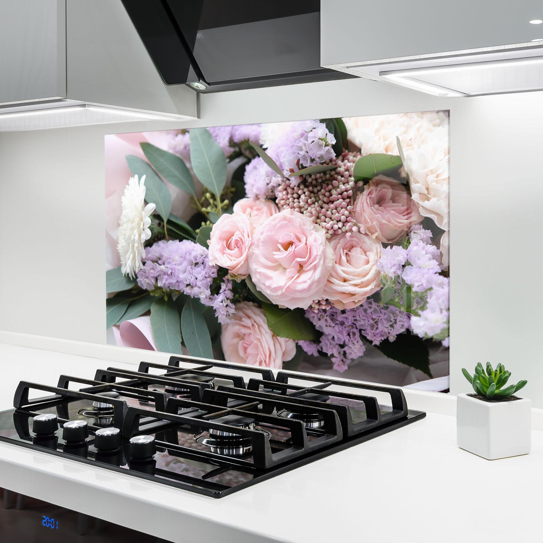 Стъклен панел за кухня Beautiful Pink Roses mockup 6