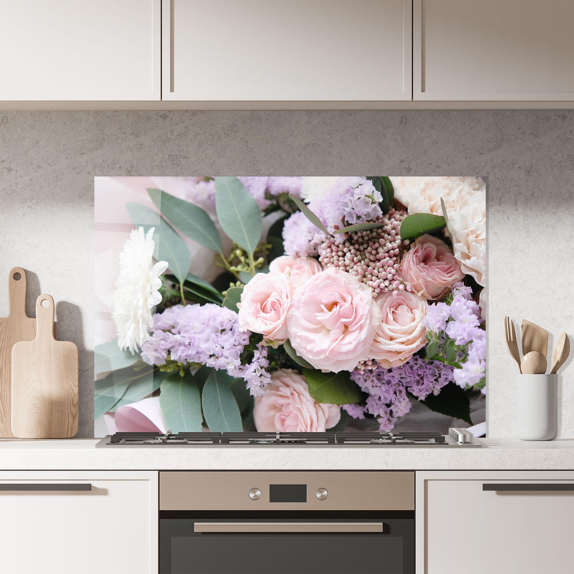 Стъклен панел за кухня Beautiful Pink Roses mockup 7