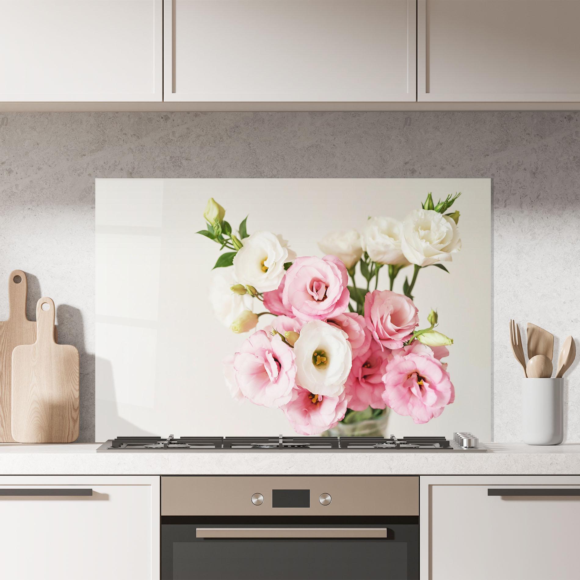 Стъклен панел за кухня Cute Pink Flowers mockup 7