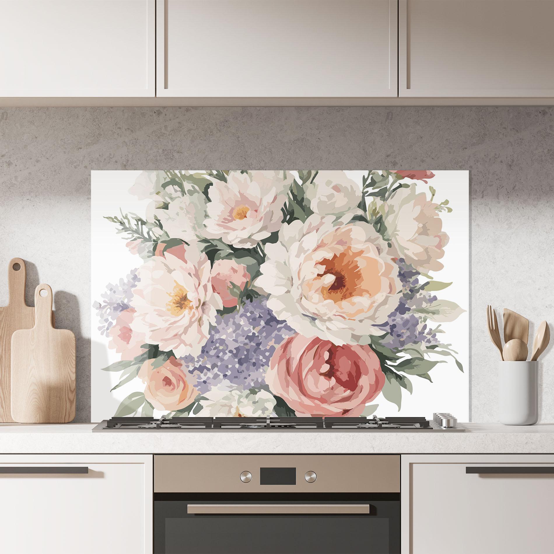 Стъклен панел за кухня Pretty Watercolor Bouquet mockup 7