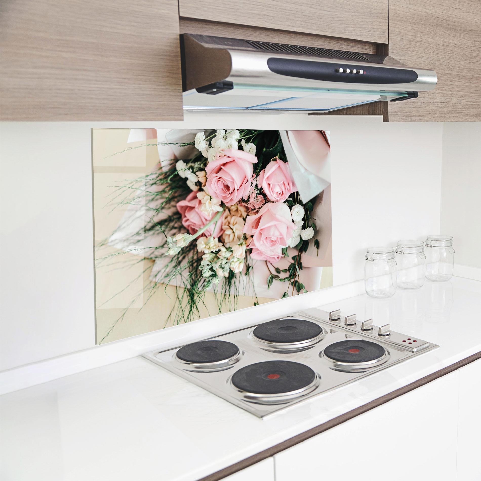 Стъклен панел за кухня Baby Pink Bouquet mockup 8