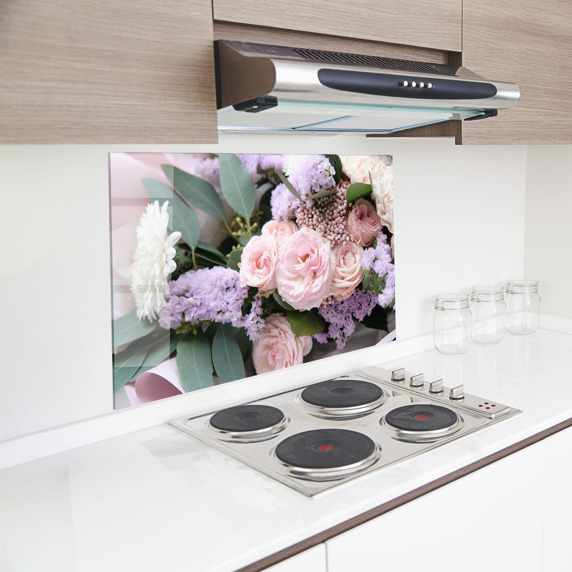 Стъклен панел за кухня Beautiful Pink Roses mockup 8