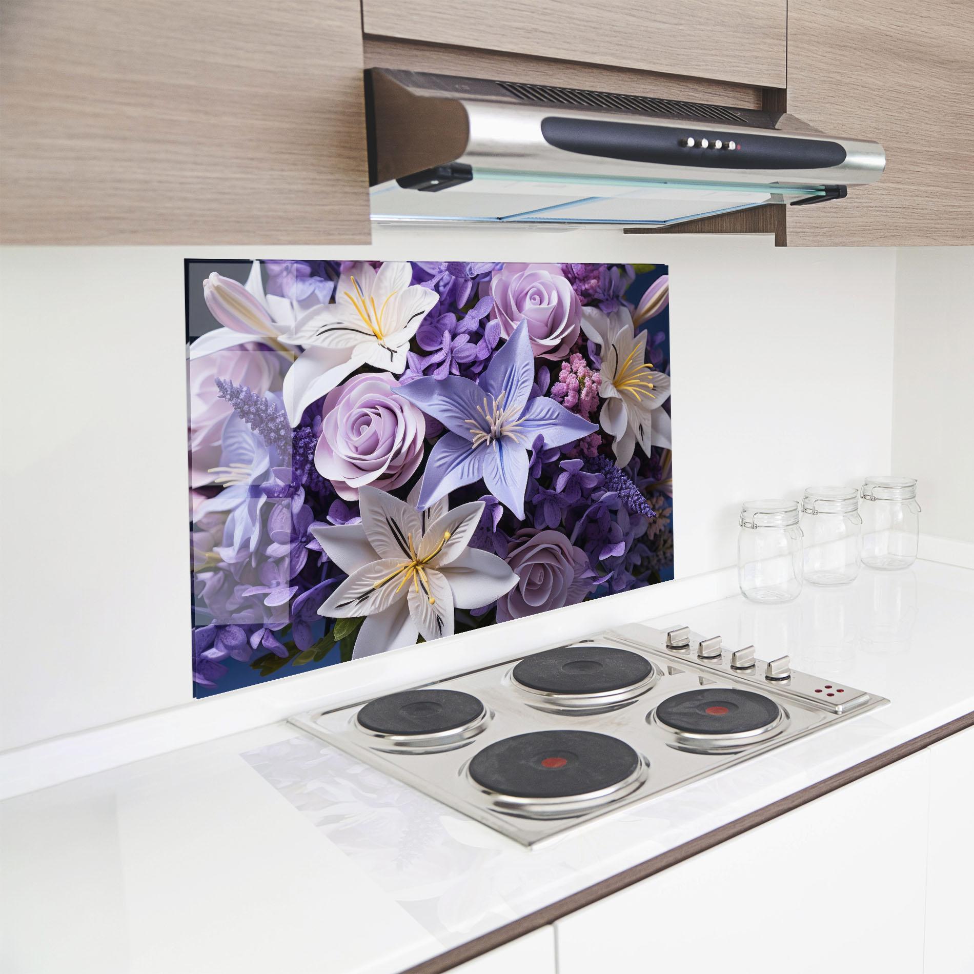 Стъклен панел за кухня Purple Cute Bouquet mockup 8