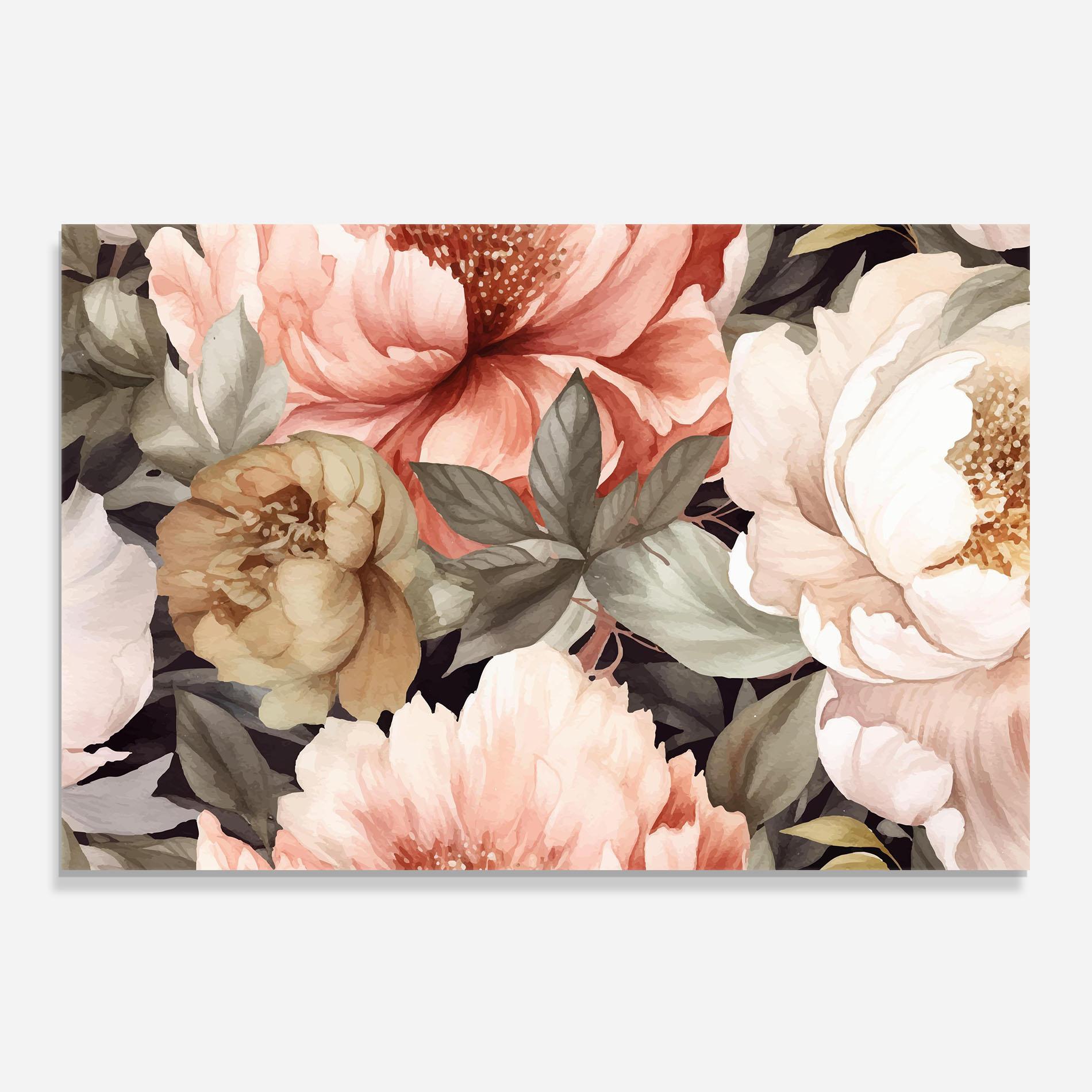 Стъклен панел за кухня Cream Pink Peony mockup 0