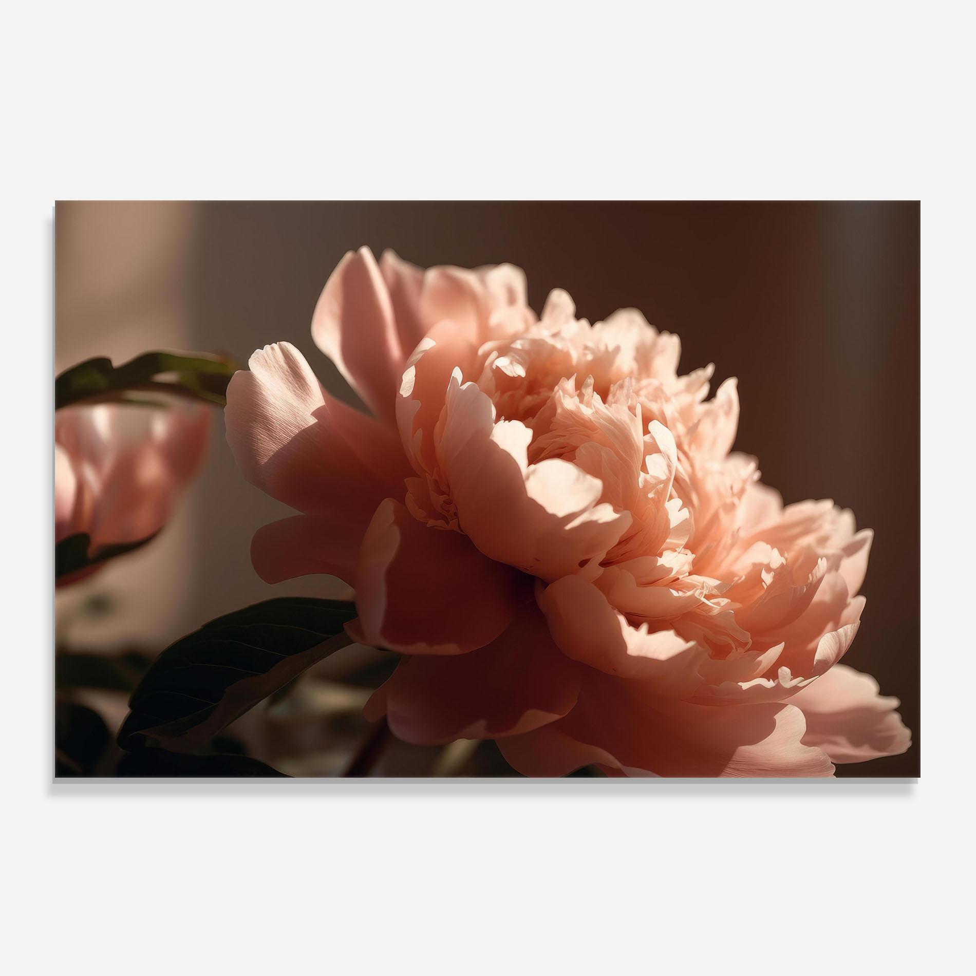 Стъклен панел за кухня Light Orange Peony View mockup 0