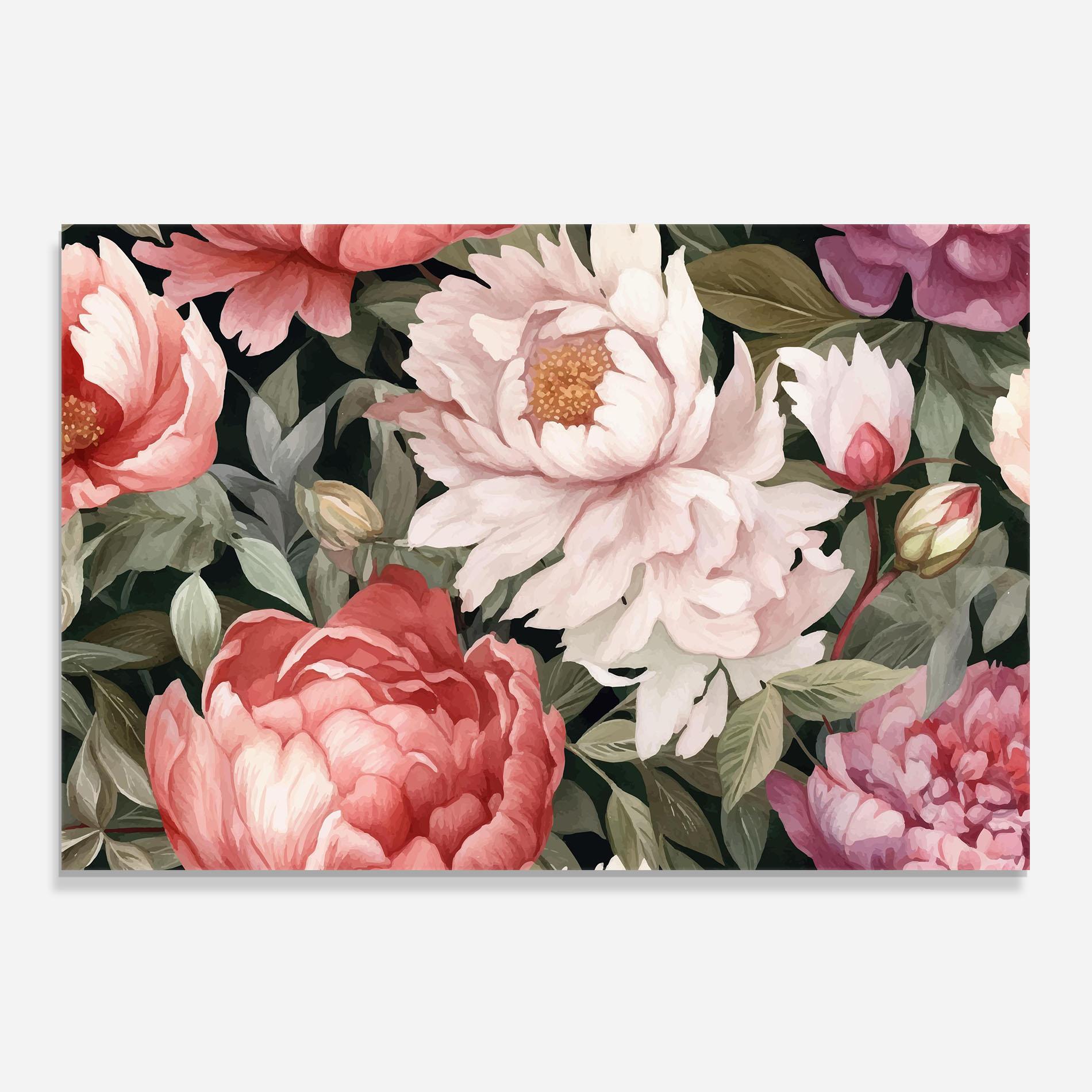 Стъклен панел за кухня Light Peony Art mockup 0