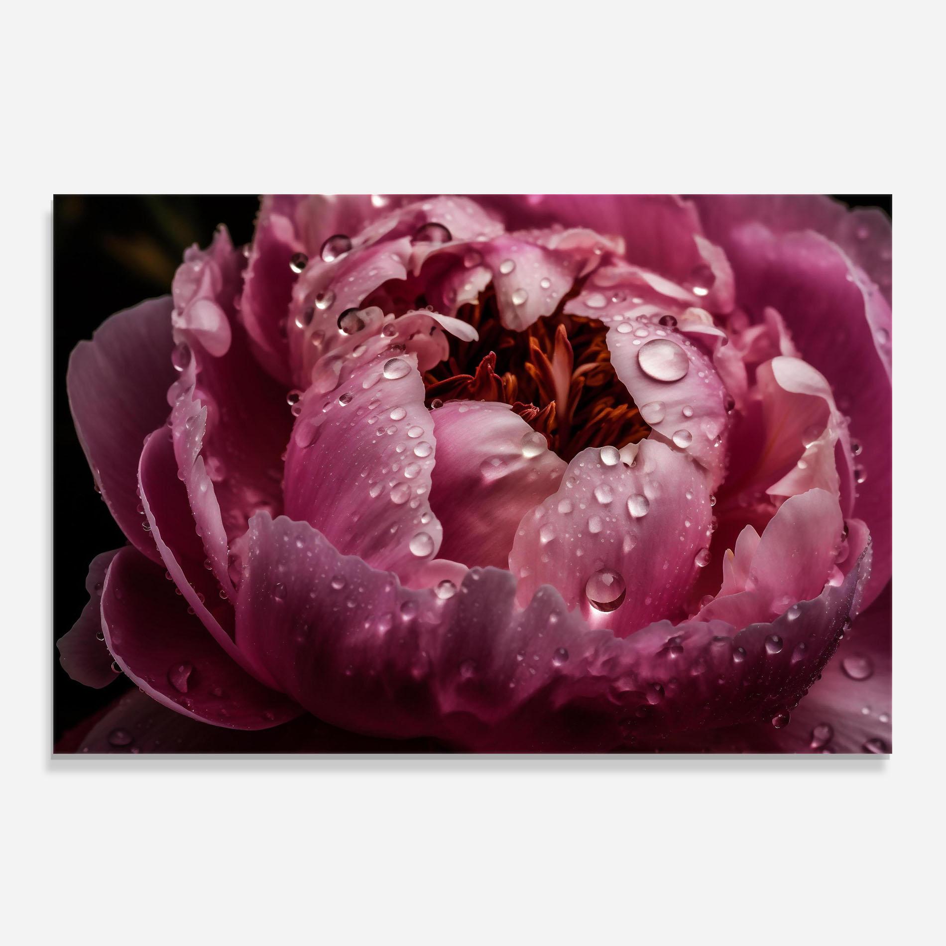 Стъклен панел за кухня Peony Close Up After Rain mockup 0