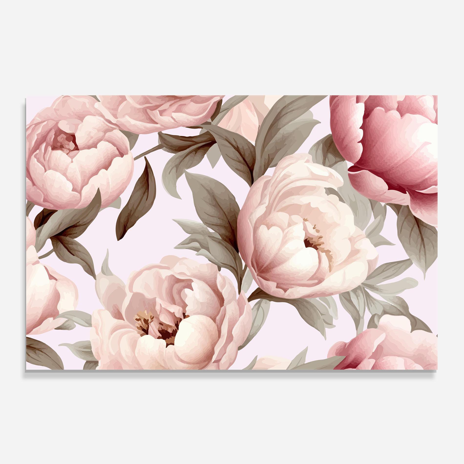 Стъклен панел за кухня Pink Peony Buds mockup 0
