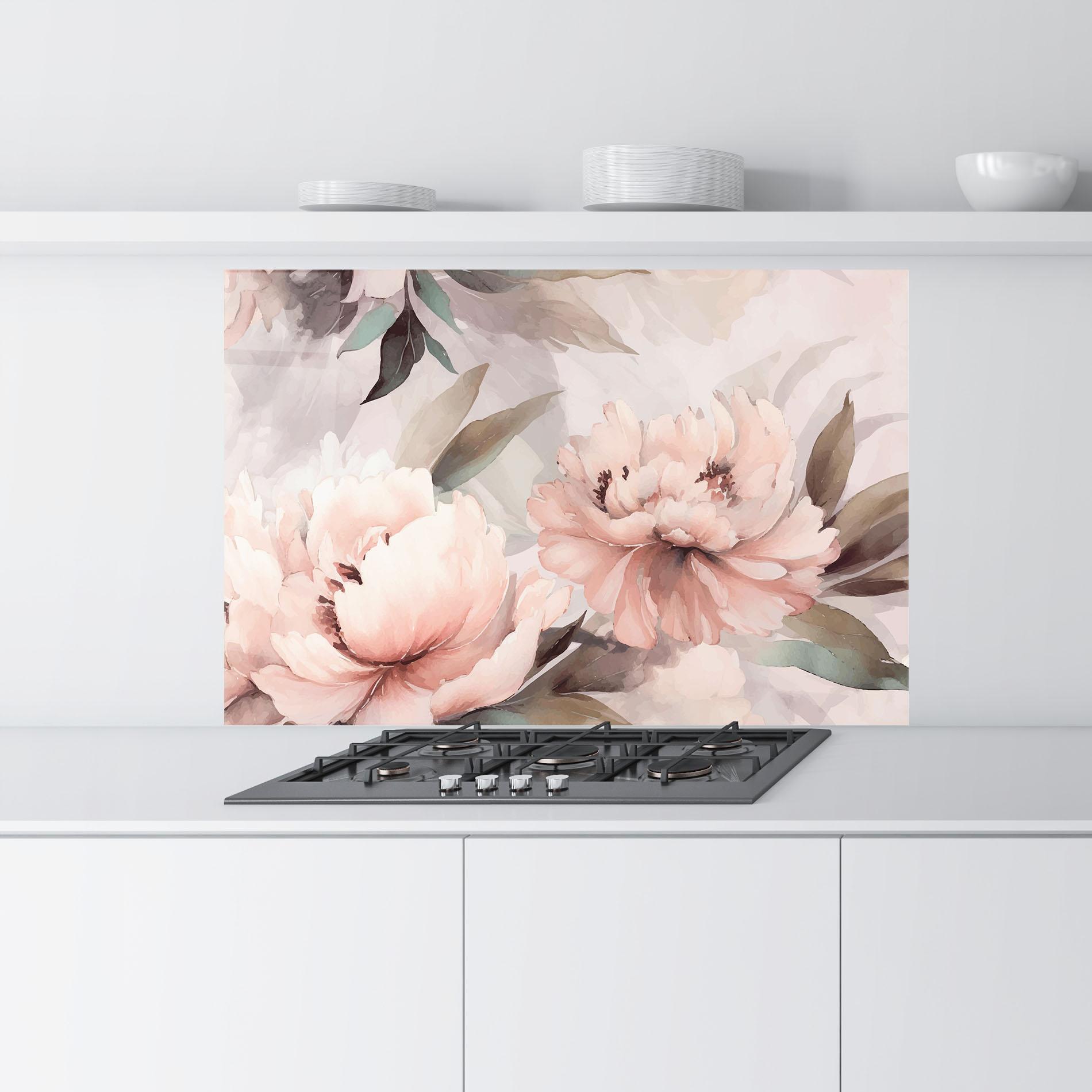 Стъклен панел за кухня Dreamy Peony Art mockup 9
