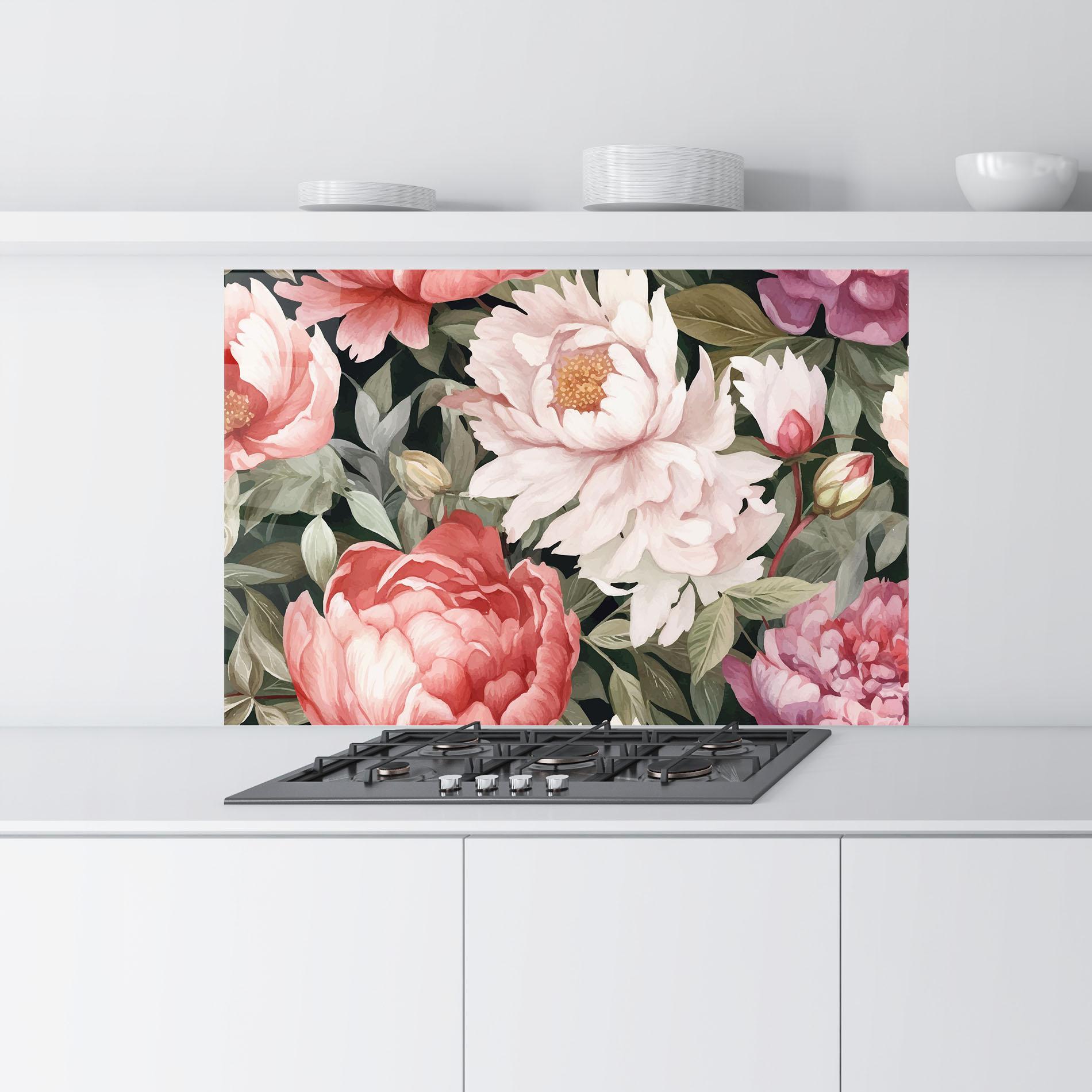 Стъклен панел за кухня Light Peony Art mockup 9