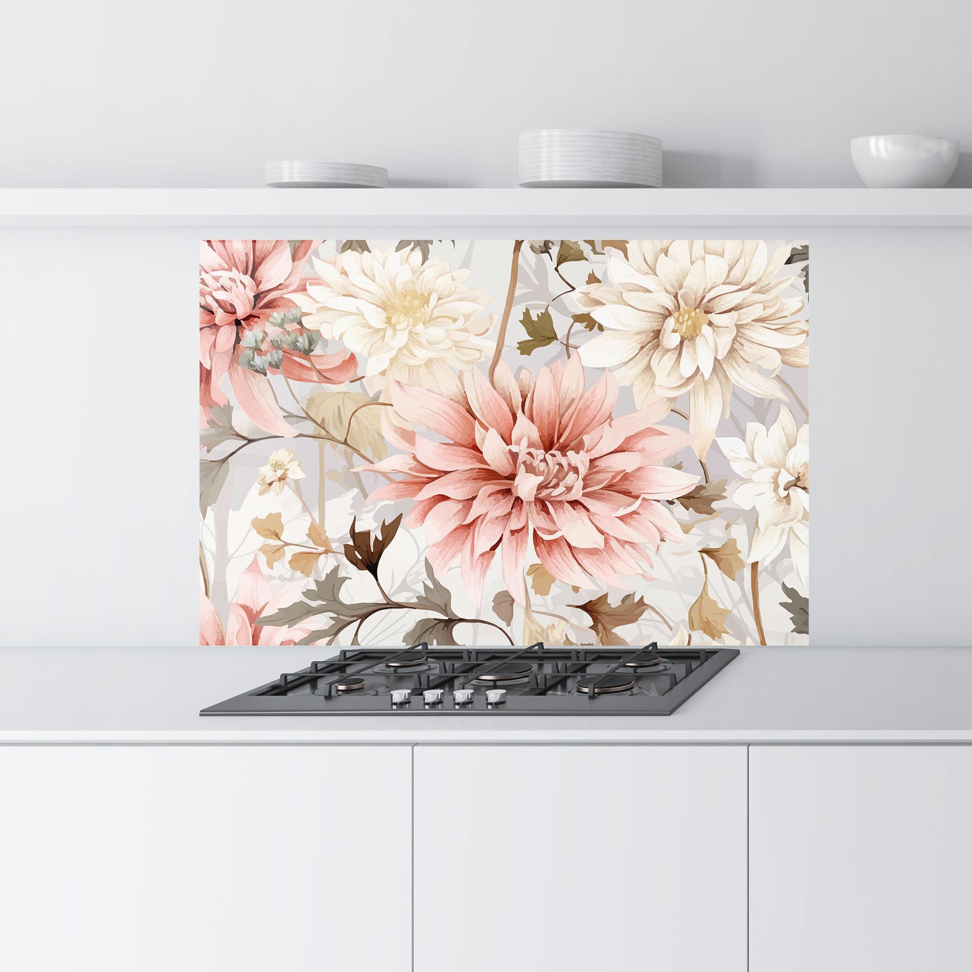 Стъклен панел за кухня Pink Cream Open Peony mockup 9