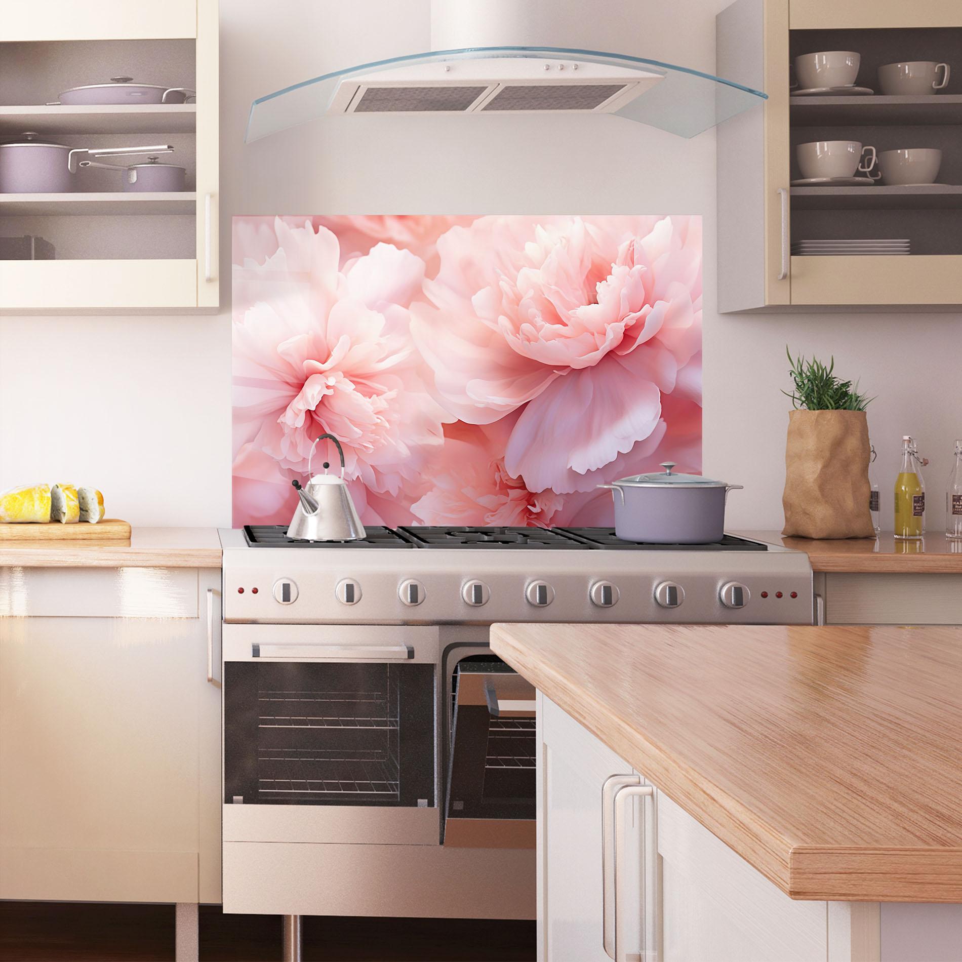 Стъклен панел за кухня Close Up Dreamy Peony mockup 1