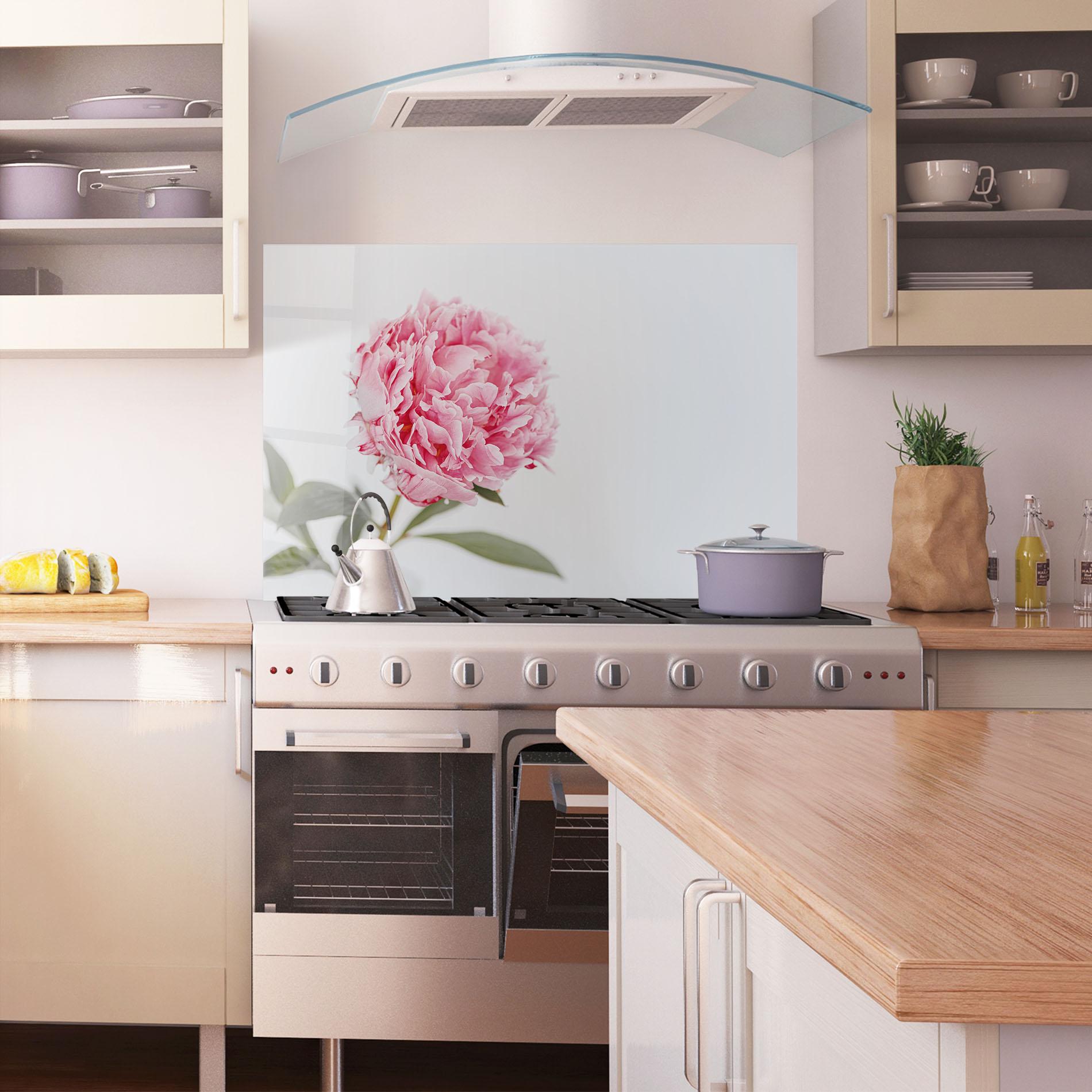 Стъклен панел за кухня One Peony mockup 1