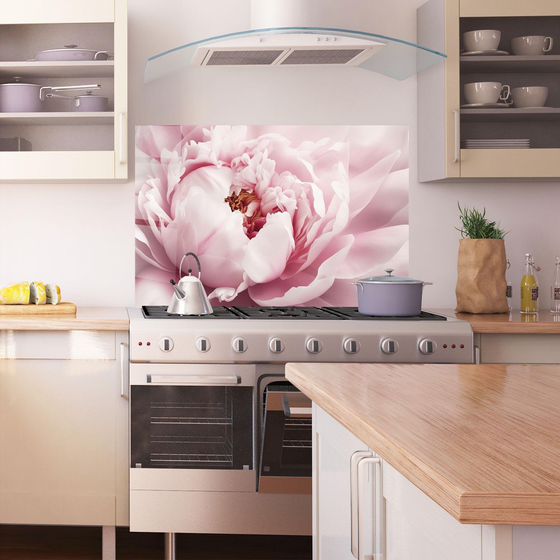 Стъклен панел за кухня Pastel Peony Petals mockup 1