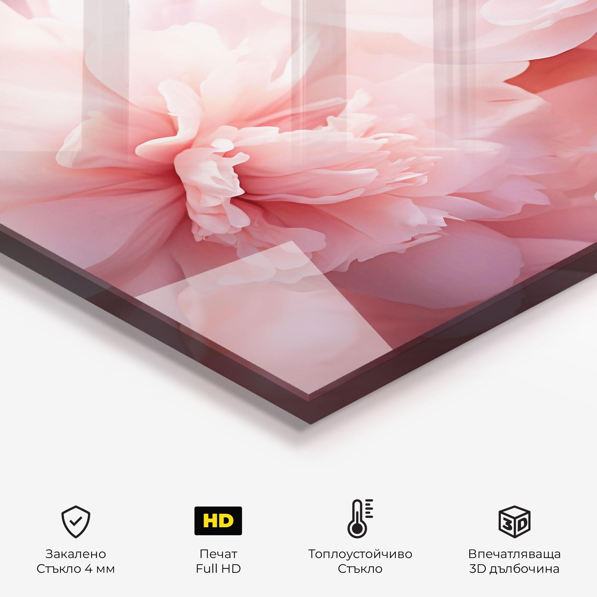 Стъклен панел за кухня Close Up Dreamy Peony mockup 2