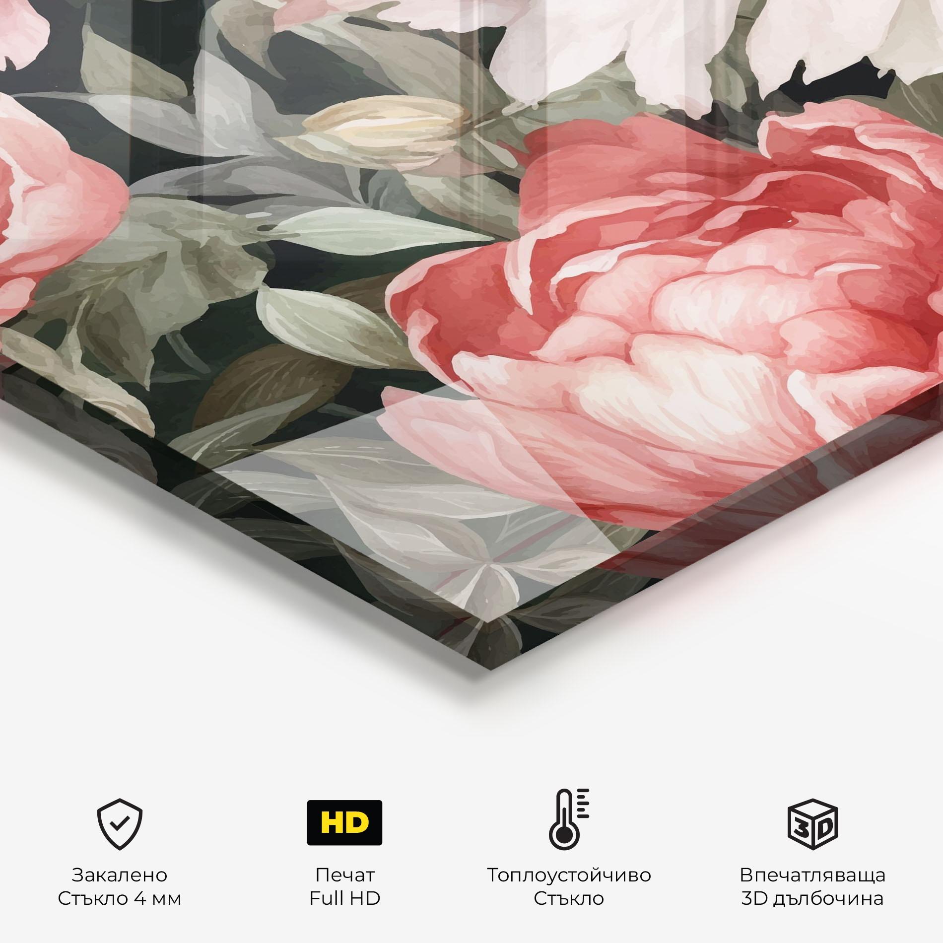 Стъклен панел за кухня Light Peony Art mockup 2