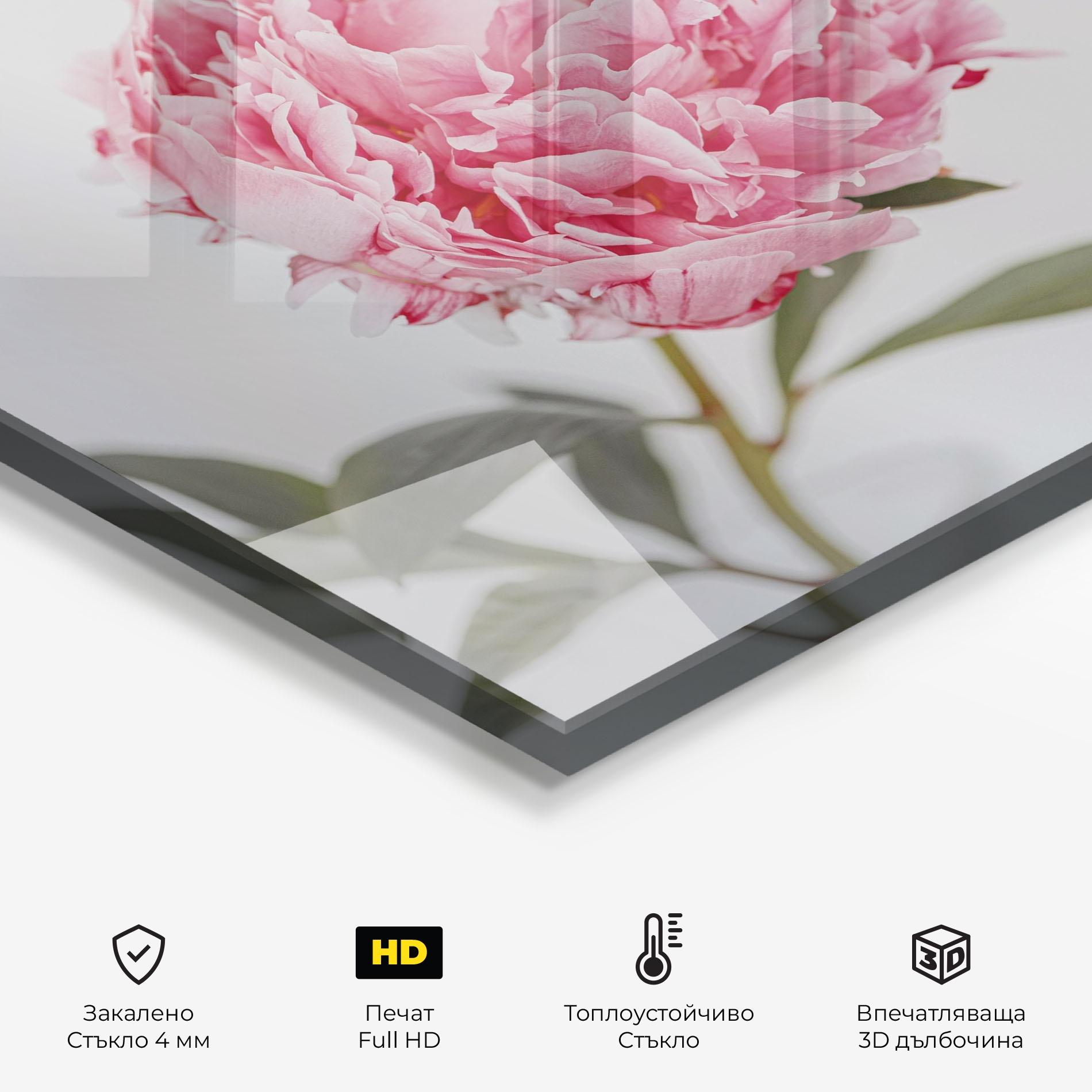 Стъклен панел за кухня One Peony mockup 2