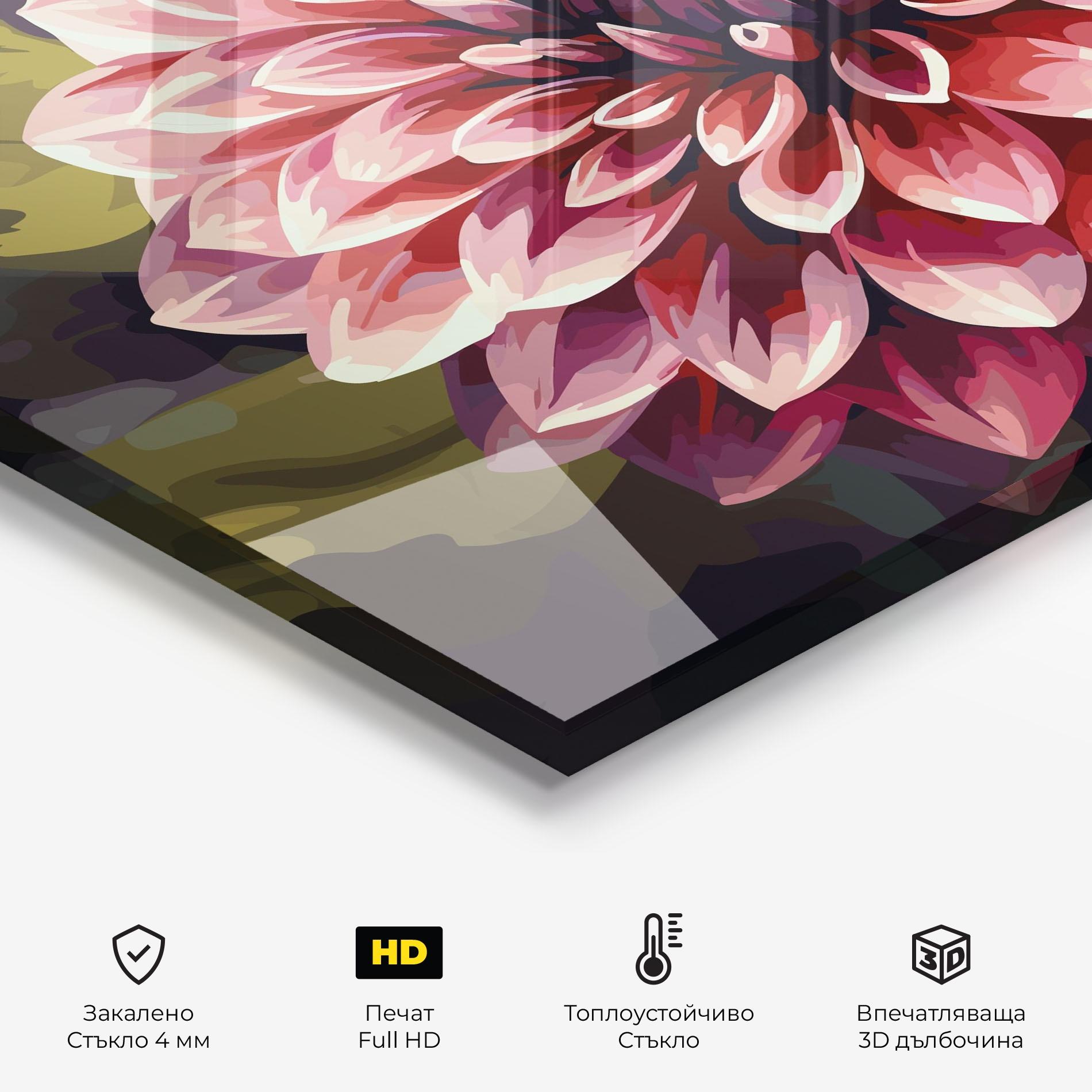 Стъклен панел за кухня Open Pink Flower mockup 2