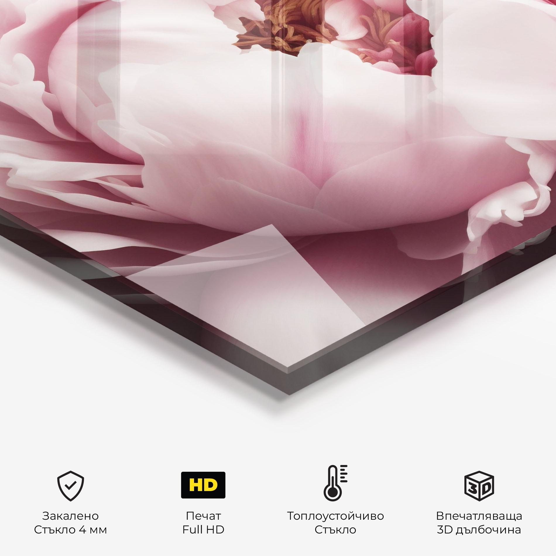 Стъклен панел за кухня Pastel Peony Petals mockup 2