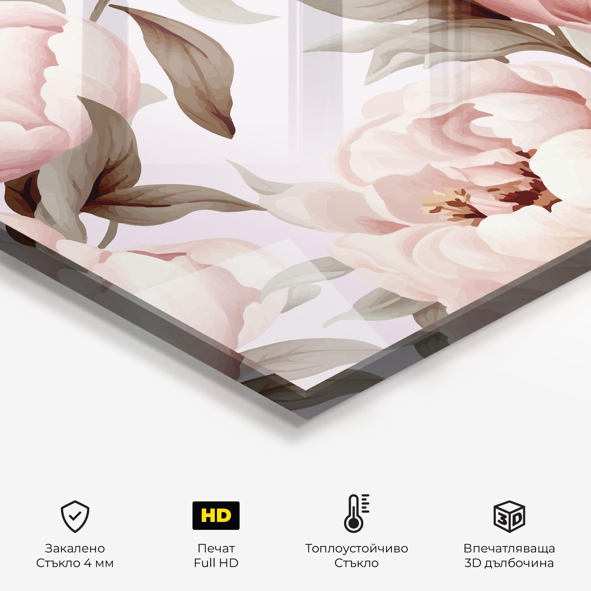 Стъклен панел за кухня Pink Peony Buds mockup 2
