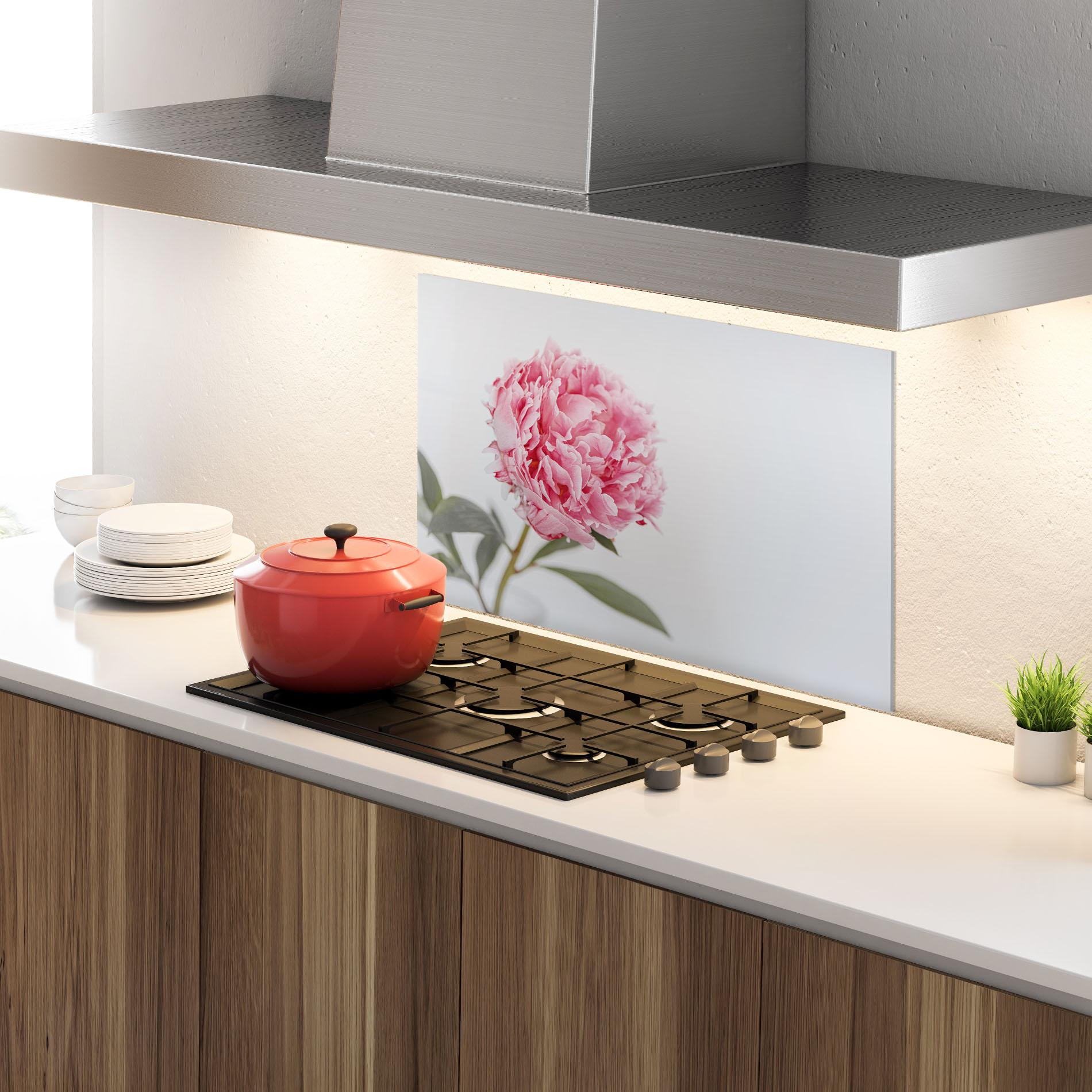 Стъклен панел за кухня One Peony mockup 4