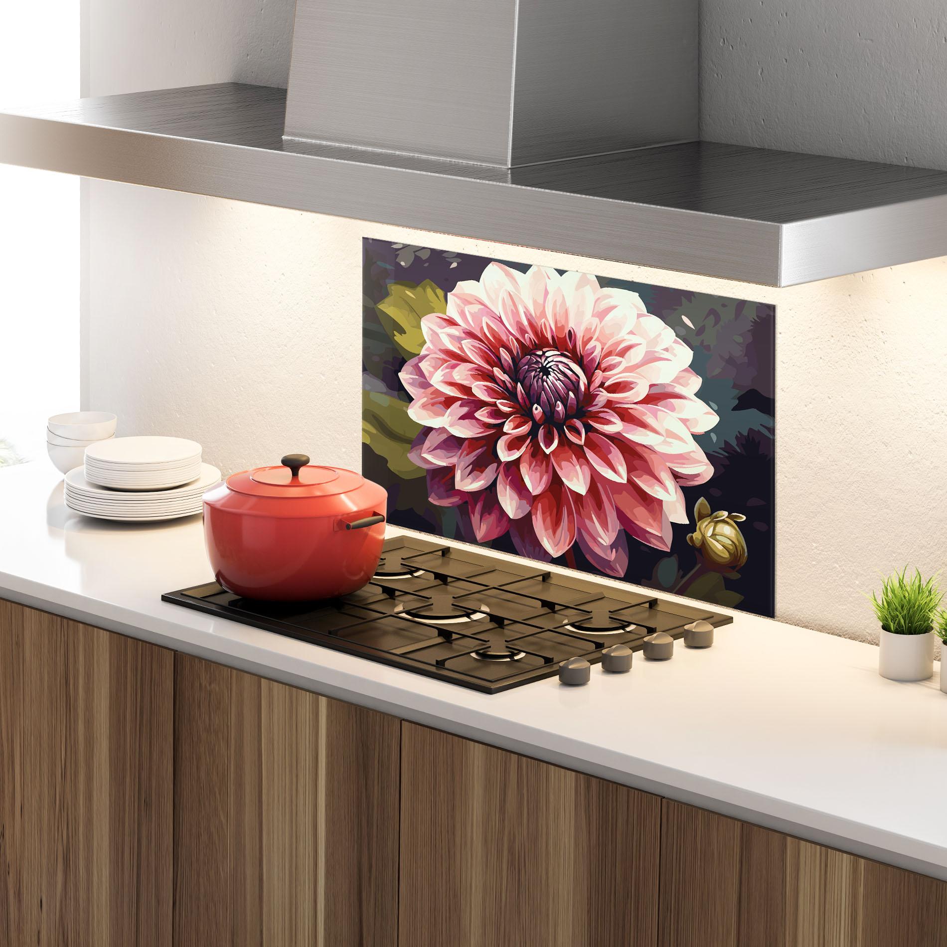 Стъклен панел за кухня Open Pink Flower mockup 4