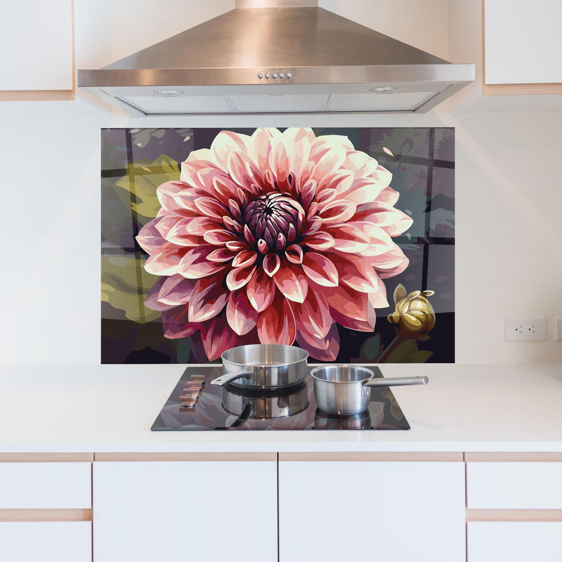 Стъклен панел за кухня Open Pink Flower mockup 5