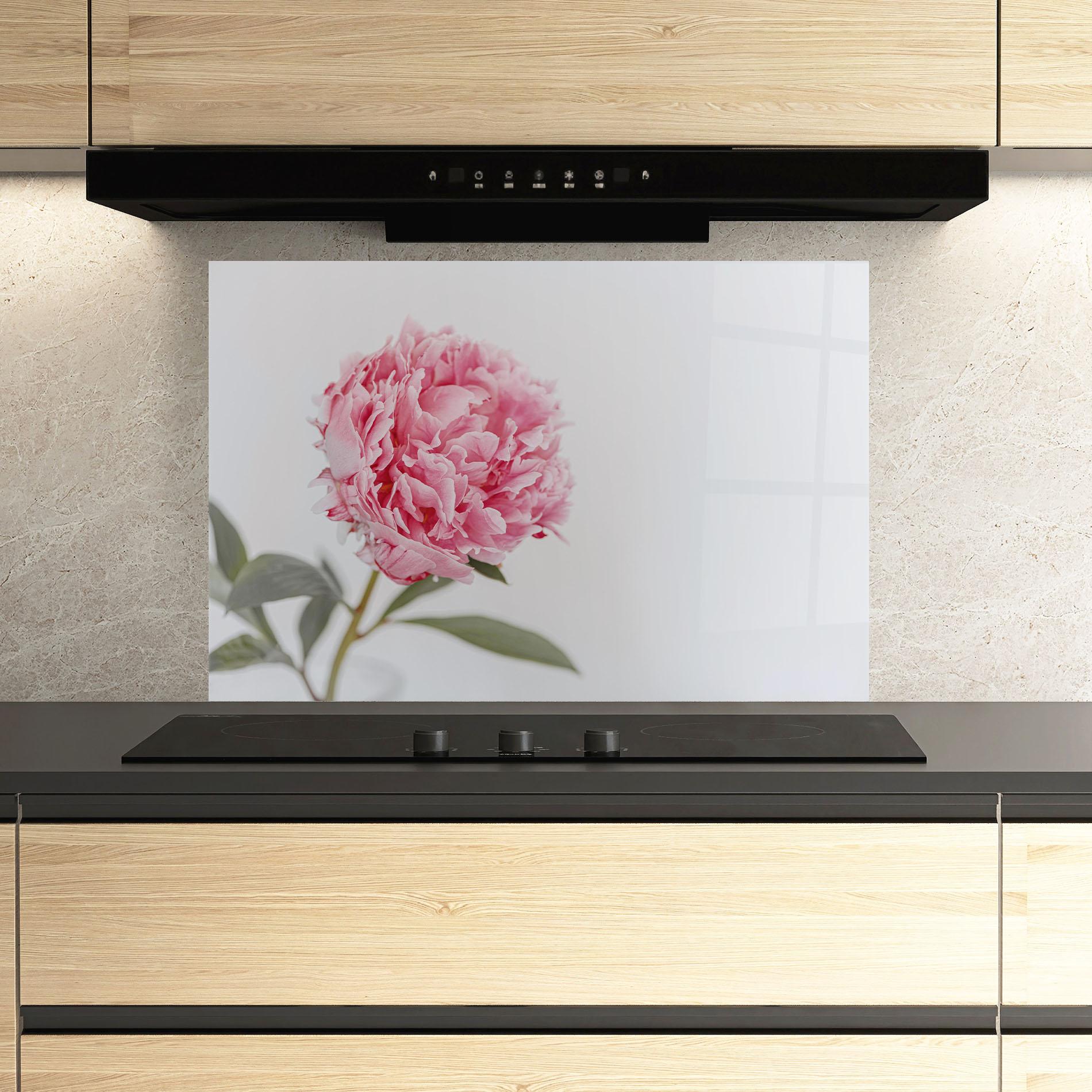 Стъклен панел за кухня One Peony mockup 3