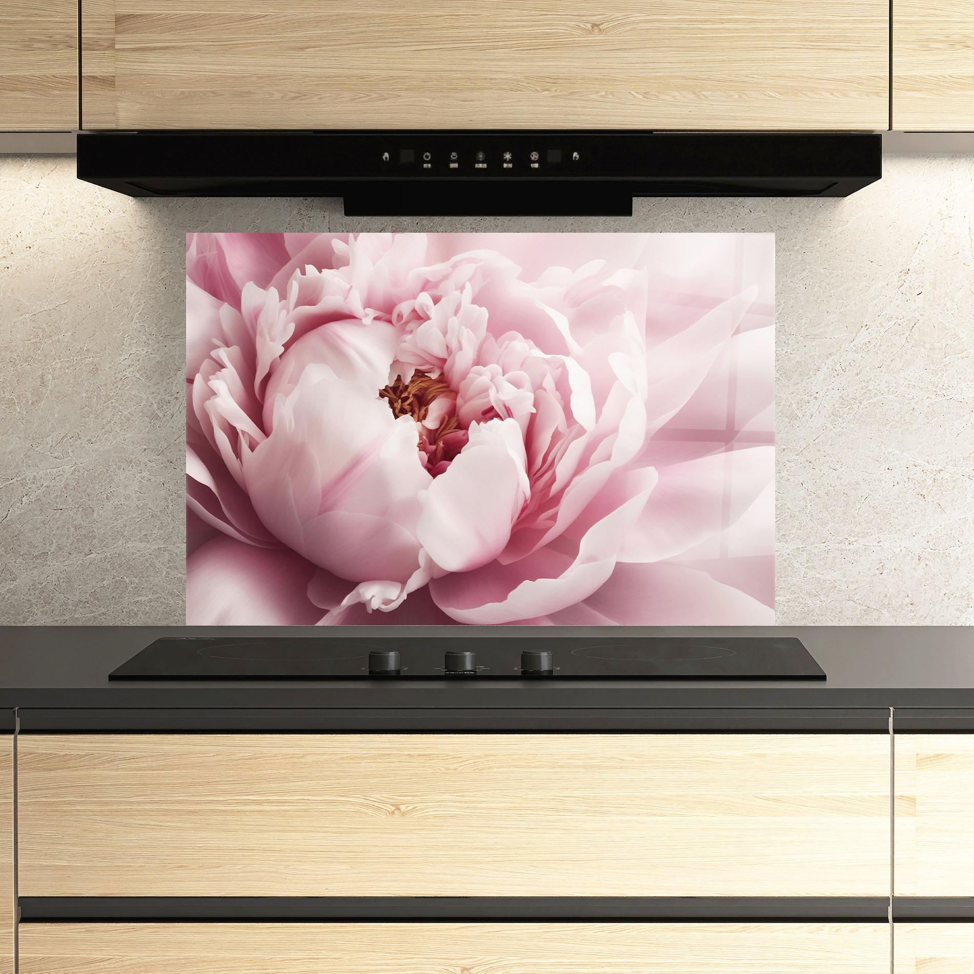 Стъклен панел за кухня Pastel Peony Petals mockup 3