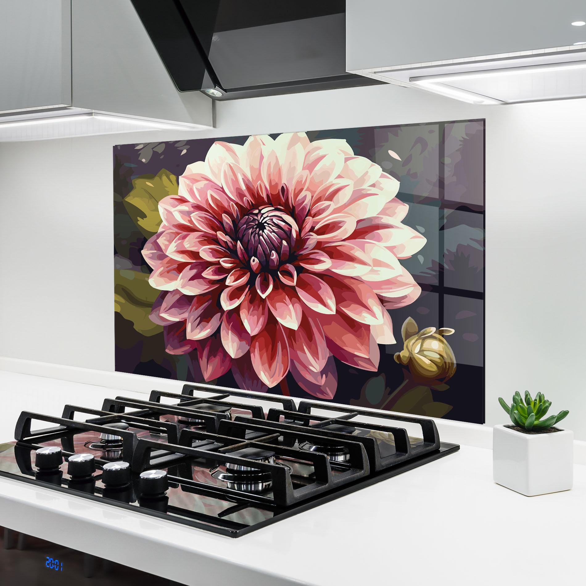 Стъклен панел за кухня Open Pink Flower mockup 6