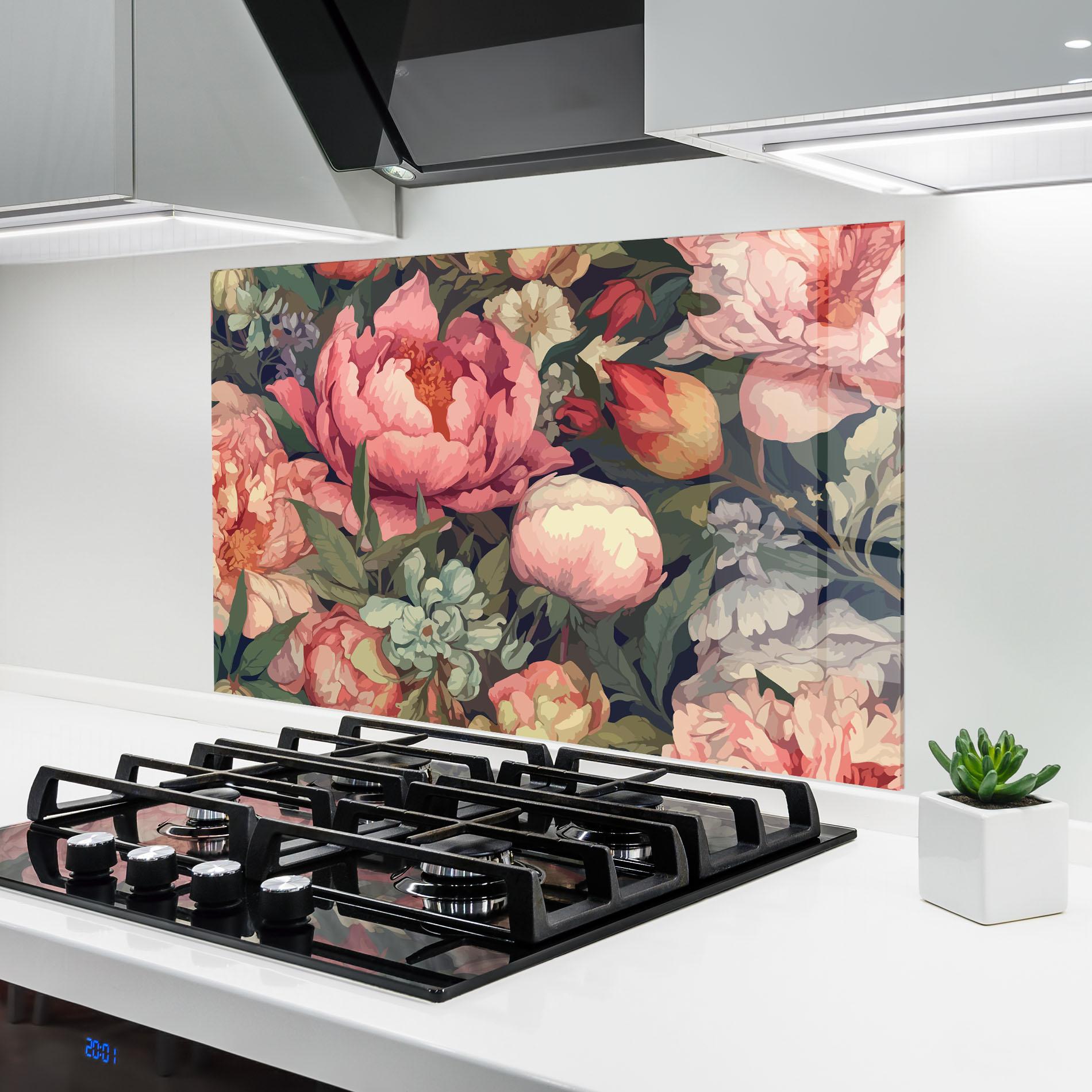 Стъклен панел за кухня Pretty Artistic Peony mockup 6
