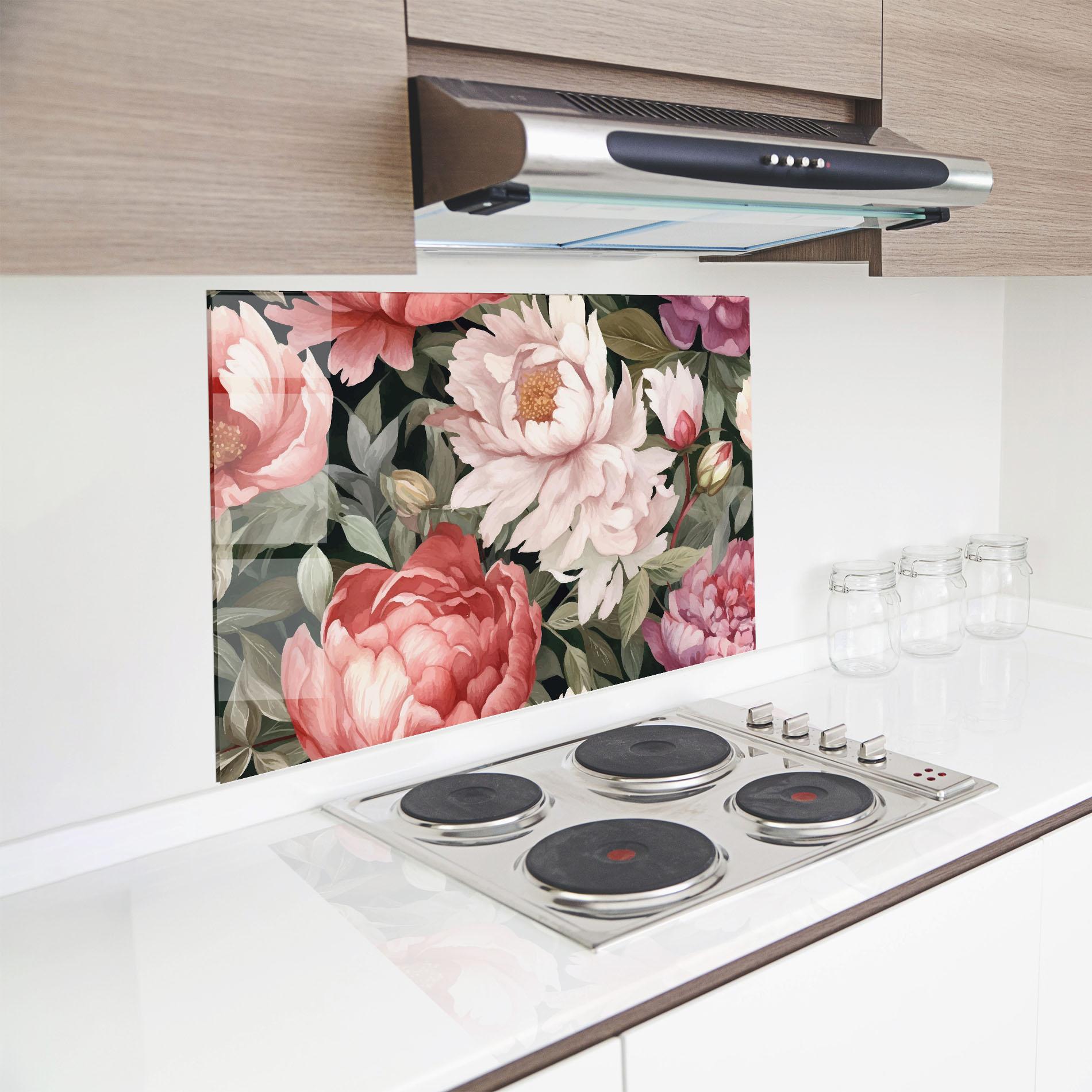 Стъклен панел за кухня Light Peony Art mockup 8