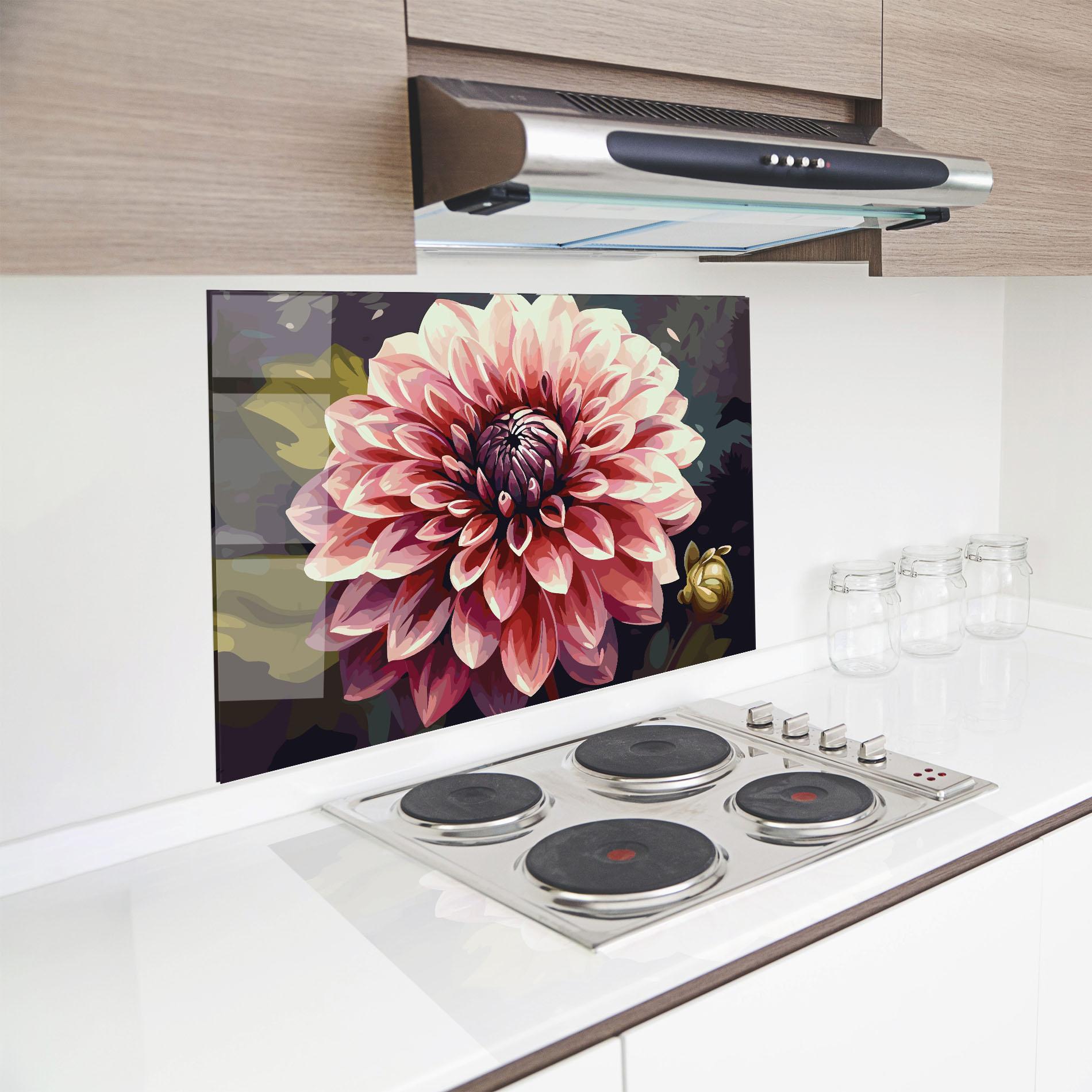 Стъклен панел за кухня Open Pink Flower mockup 8