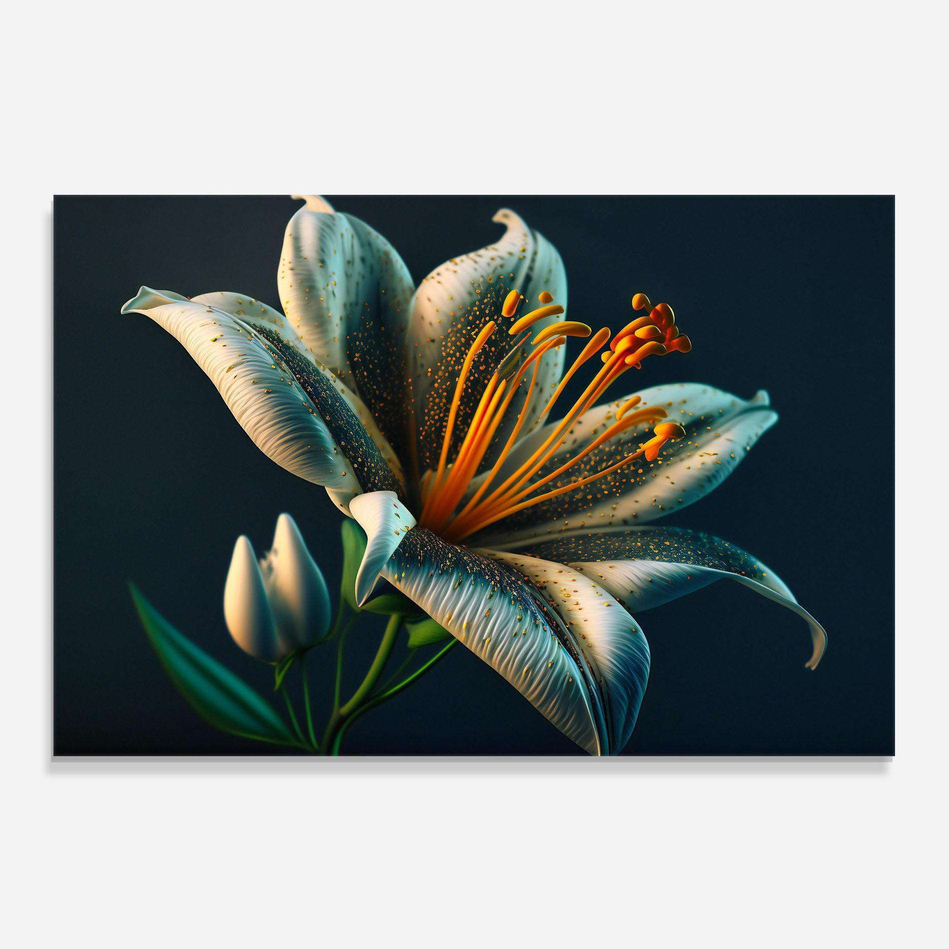 Стъклен панел за кухня Blue Grey Lily mockup 0