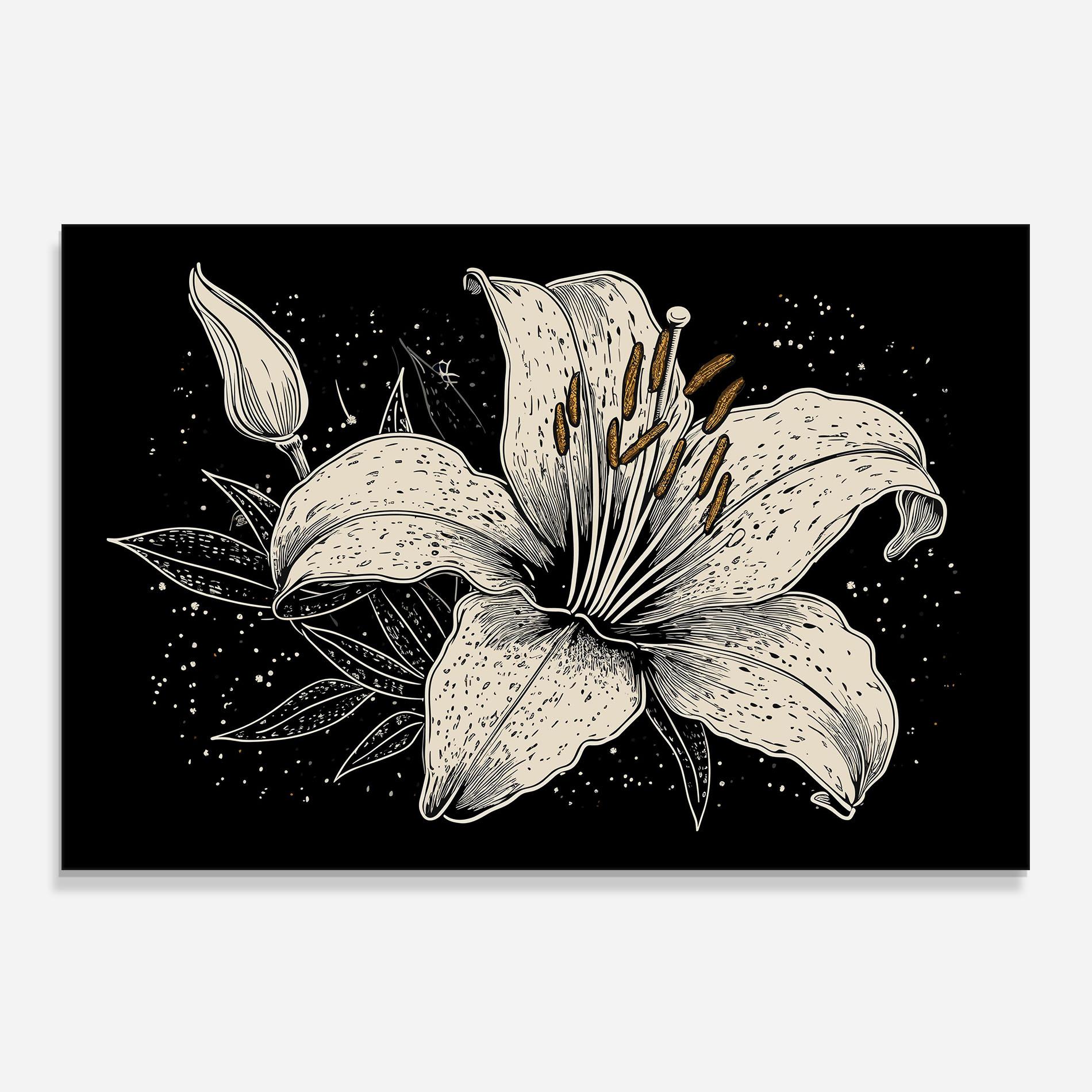 Стъклен панел за кухня Cream Black Lily mockup 0
