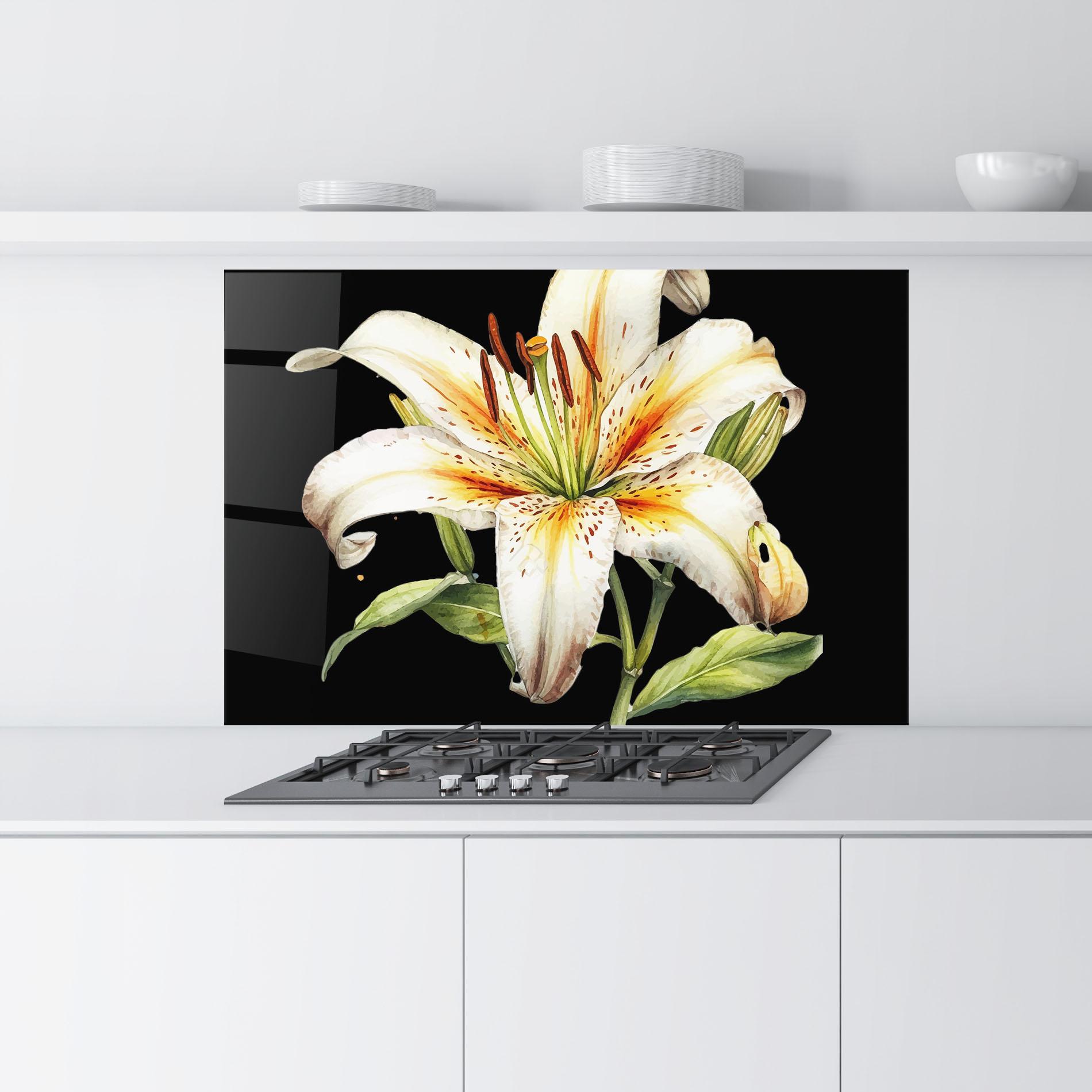 Стъклен панел за кухня Beautiful White Lily mockup 9