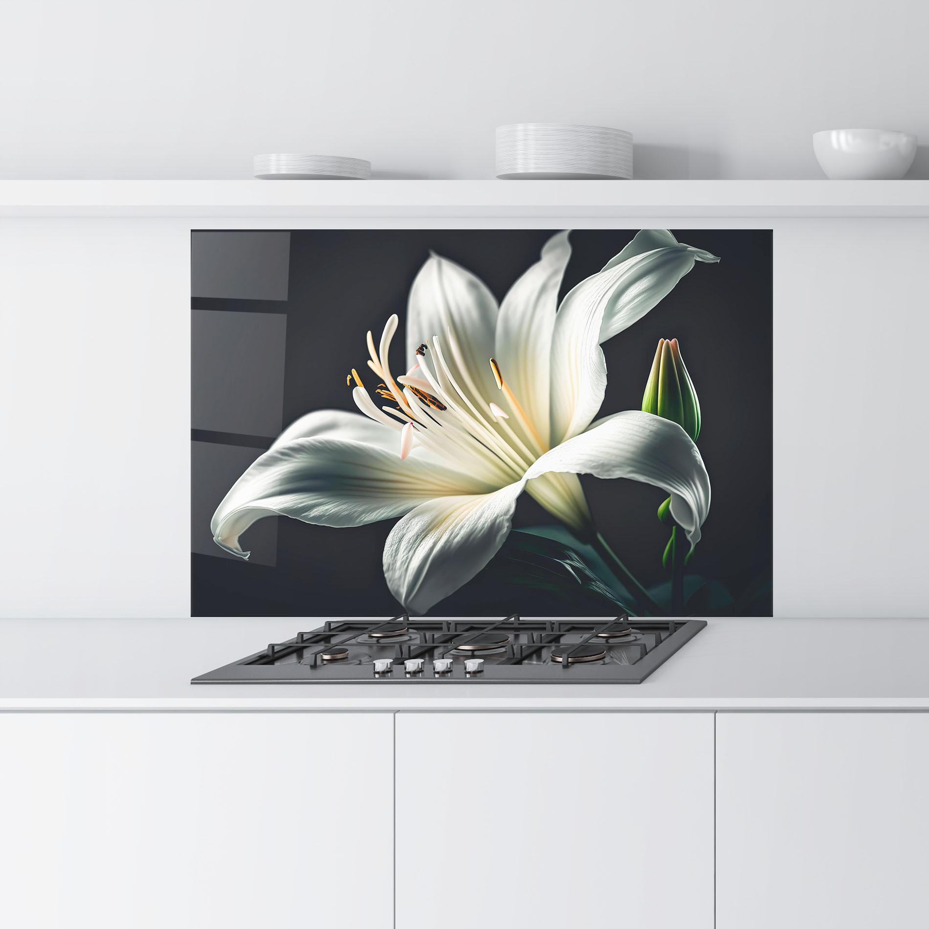 Стъклен панел за кухня Light Grey Lily mockup 9