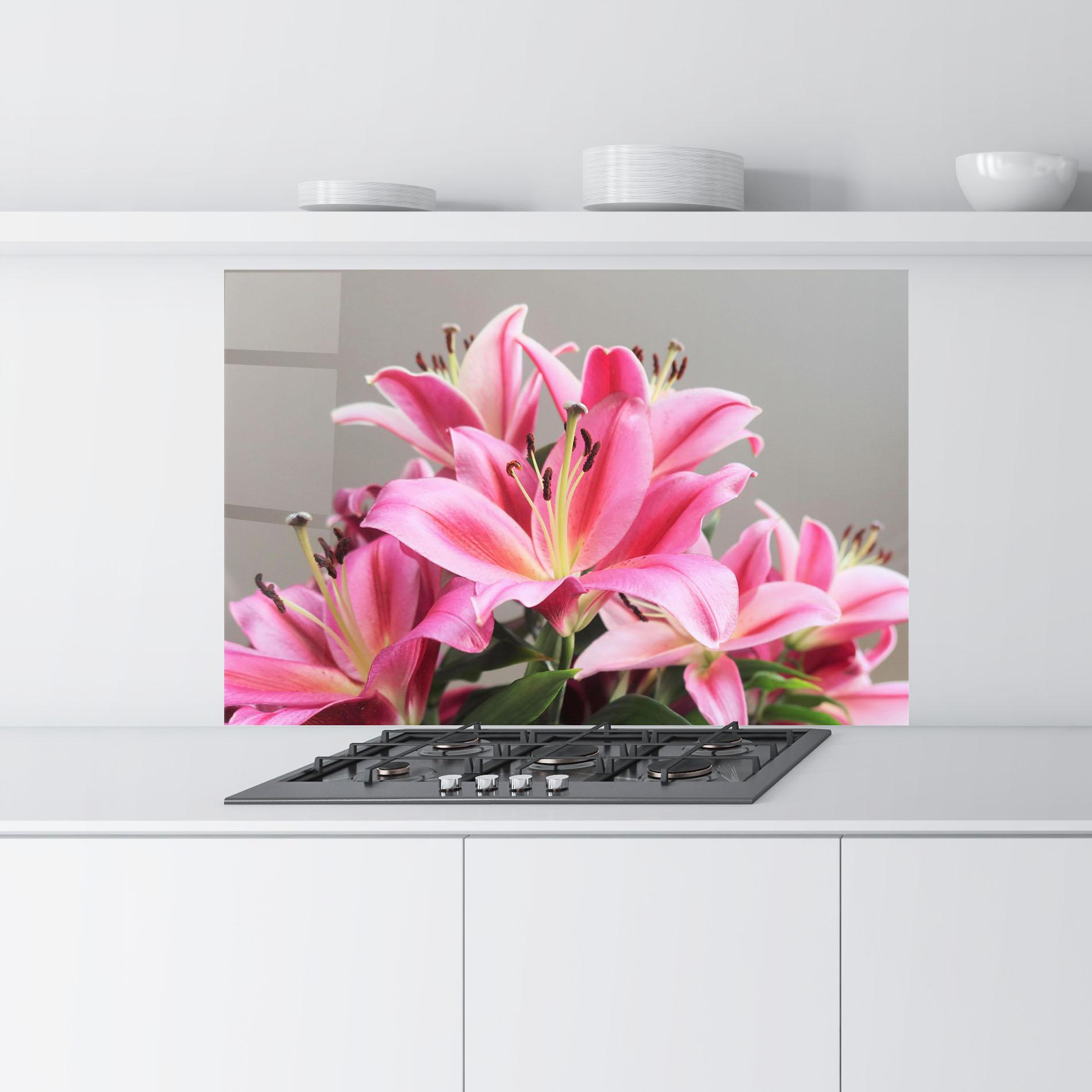 Стъклен панел за кухня Light Pink Lily View mockup 9