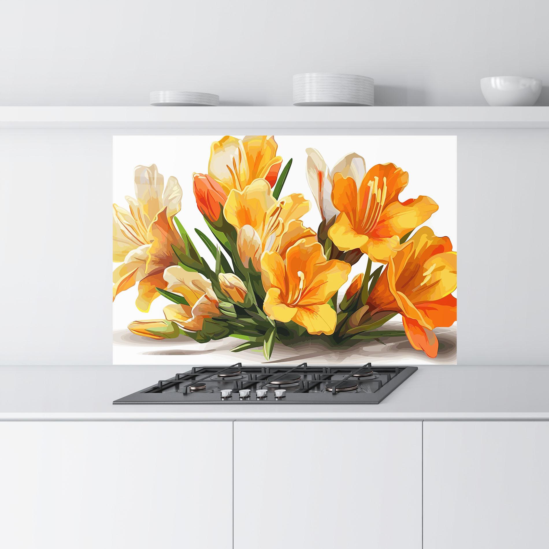 Стъклен панел за кухня Orange Lily Art mockup 9