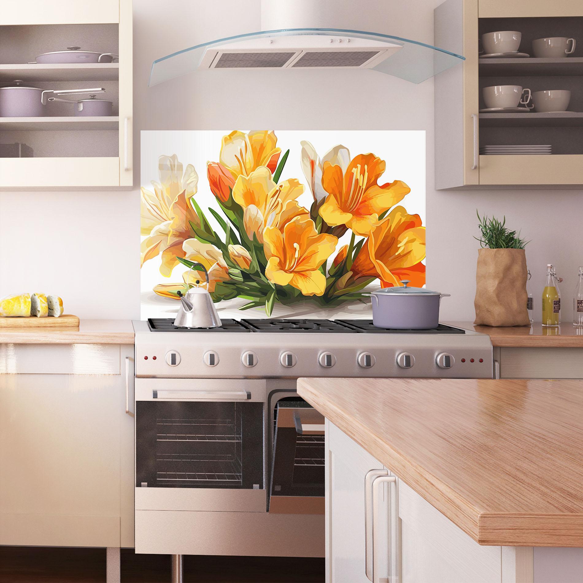 Стъклен панел за кухня Orange Lily Art mockup 1